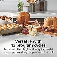 Vista 3 de Hamilton Beach Máquina automática para hacer pan, digital, programable, 12 ajustes + sartén antiadherente sin gluten sin PFAS + paleta de amasado