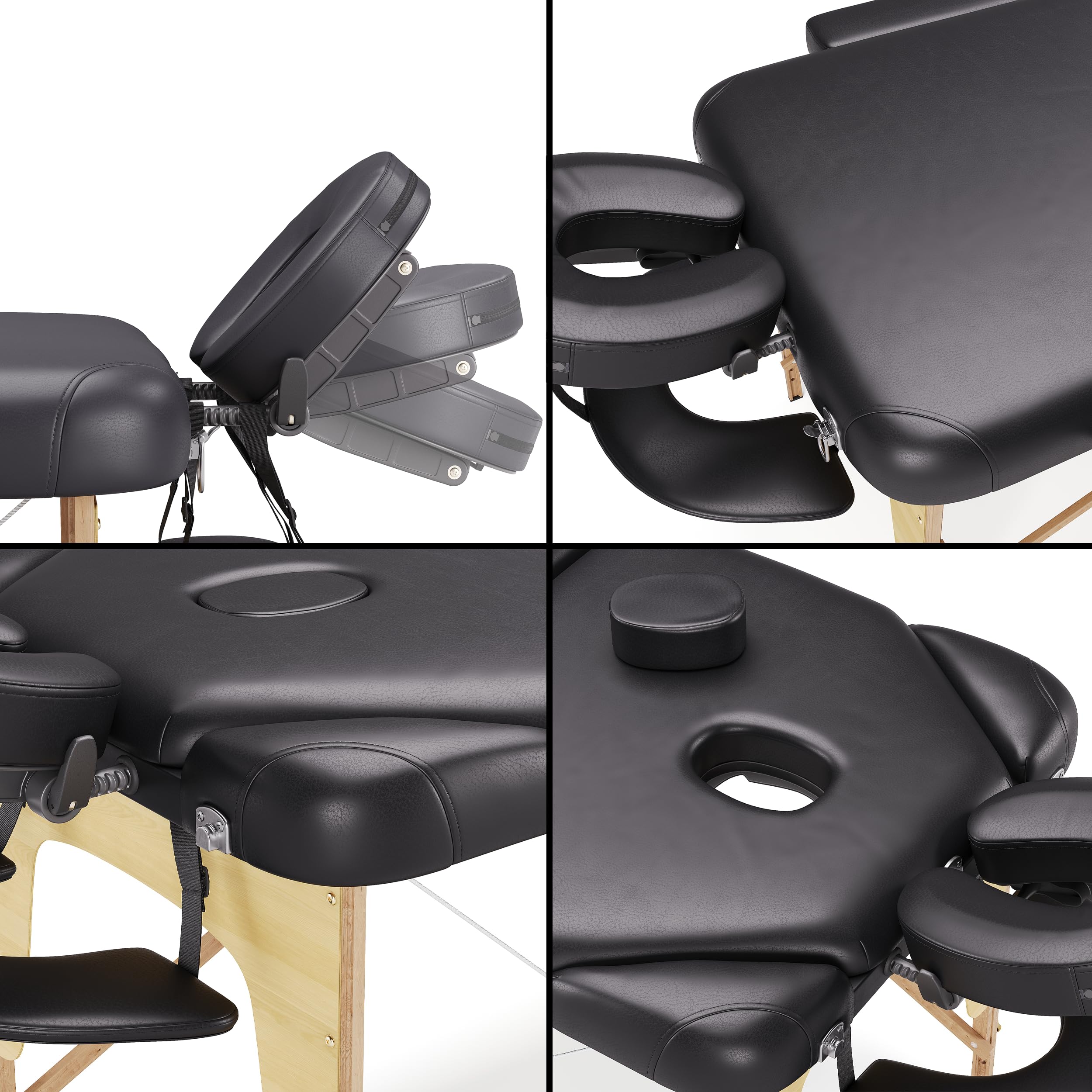 BELTOM® Nouveau Modèle Table de Massage 3 Zones Portables lit esthetique Reiki - Noir