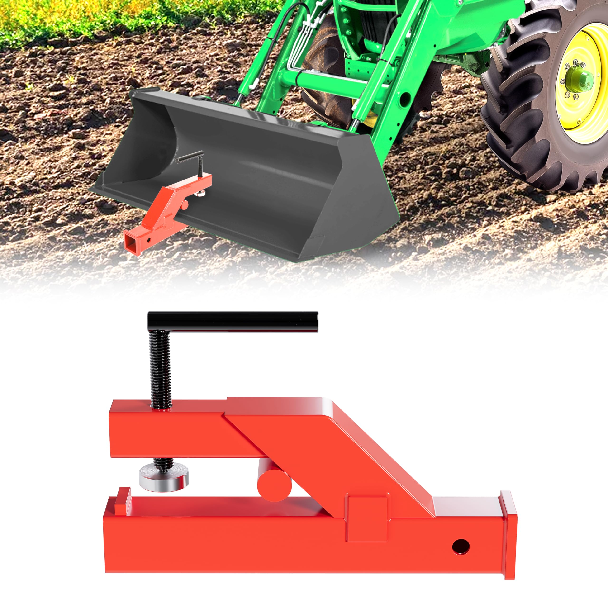 HECASA Clamp On Trailer Hitch 2" Ball Tractor Mount Receiver Hitch Mount Adapter Compatible with Deere Bobcat Tractor Bucket