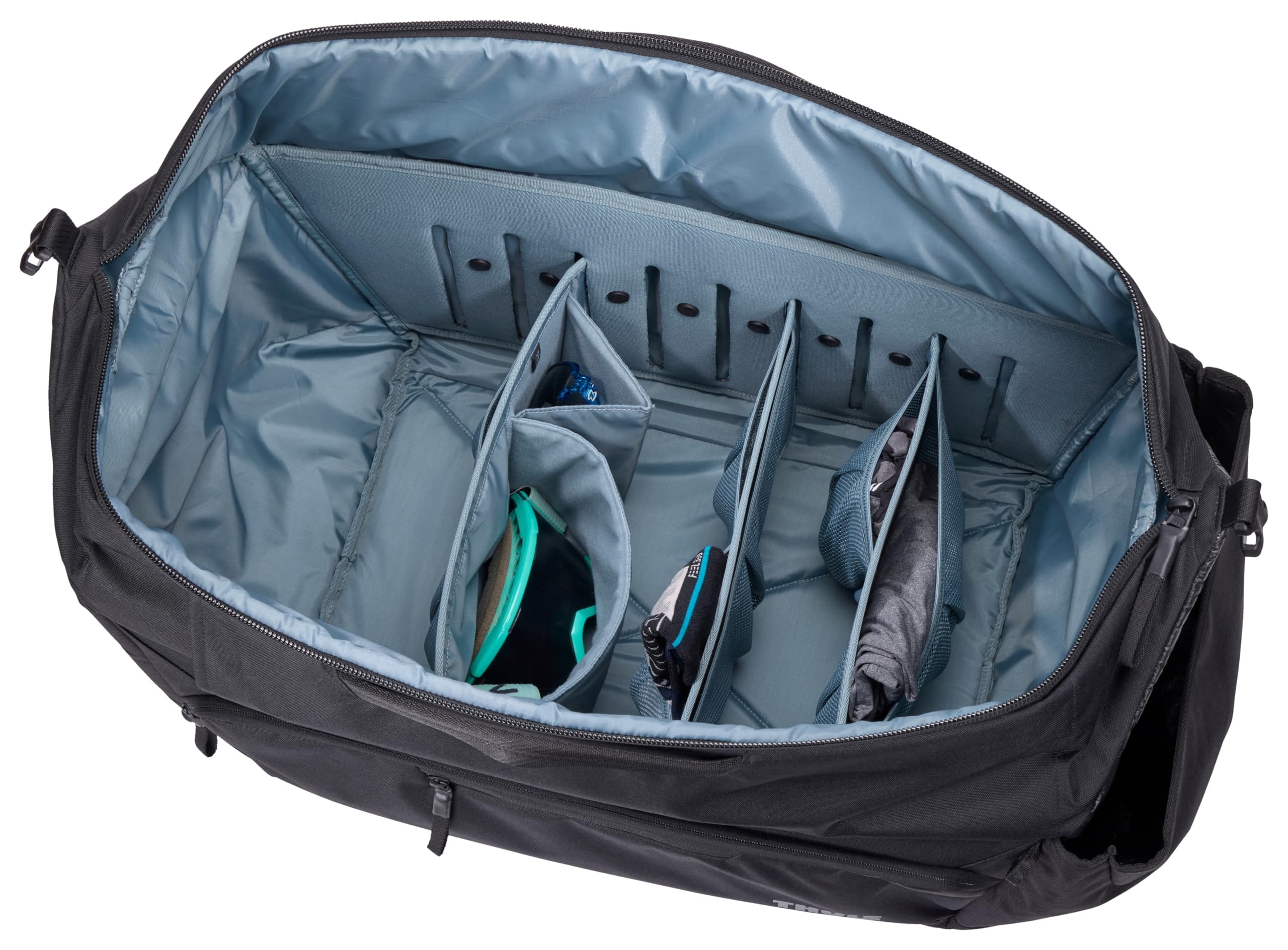 Thule RoundTrip MTB Duffel 70L, se Adapta a Equipo de Descenso y más, Paneles divisores Ajustables, organización de artículos pequeños, Correas de Mochila integradas