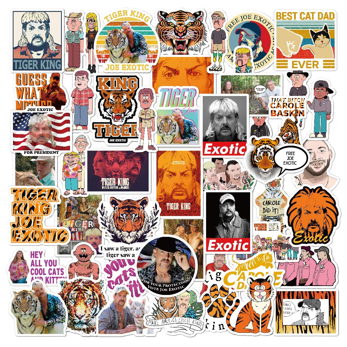 Classic American Movie Tiger King Stickers Laptop And Water Bottle