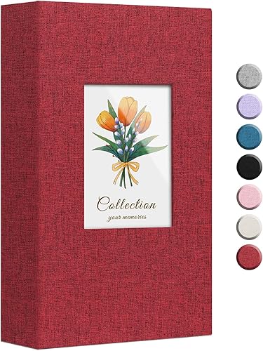 Colemoly Álbum de fotos de lino de 4 x 6 pulgadas, 300 fotos, bolsillos verticales, solo cubierta de tela, álbumes de boda, escuela, aniversario