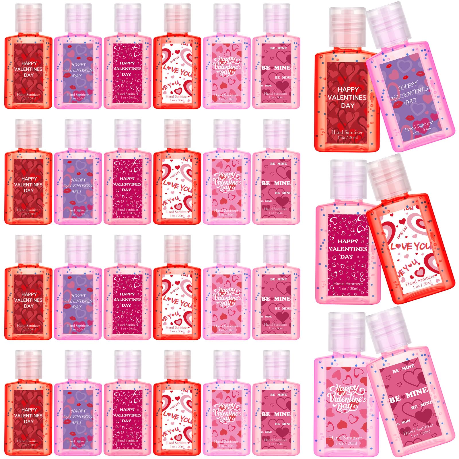 Frienda 24 Packs Valentine's Day Mini Hand Sanitizers Bulk Valentine Conversation Heart Bundle Hand Sanitizer Natural Plant Fragrance Travel Size Hand Soap for Thank You Gifts Valentine Party Favors