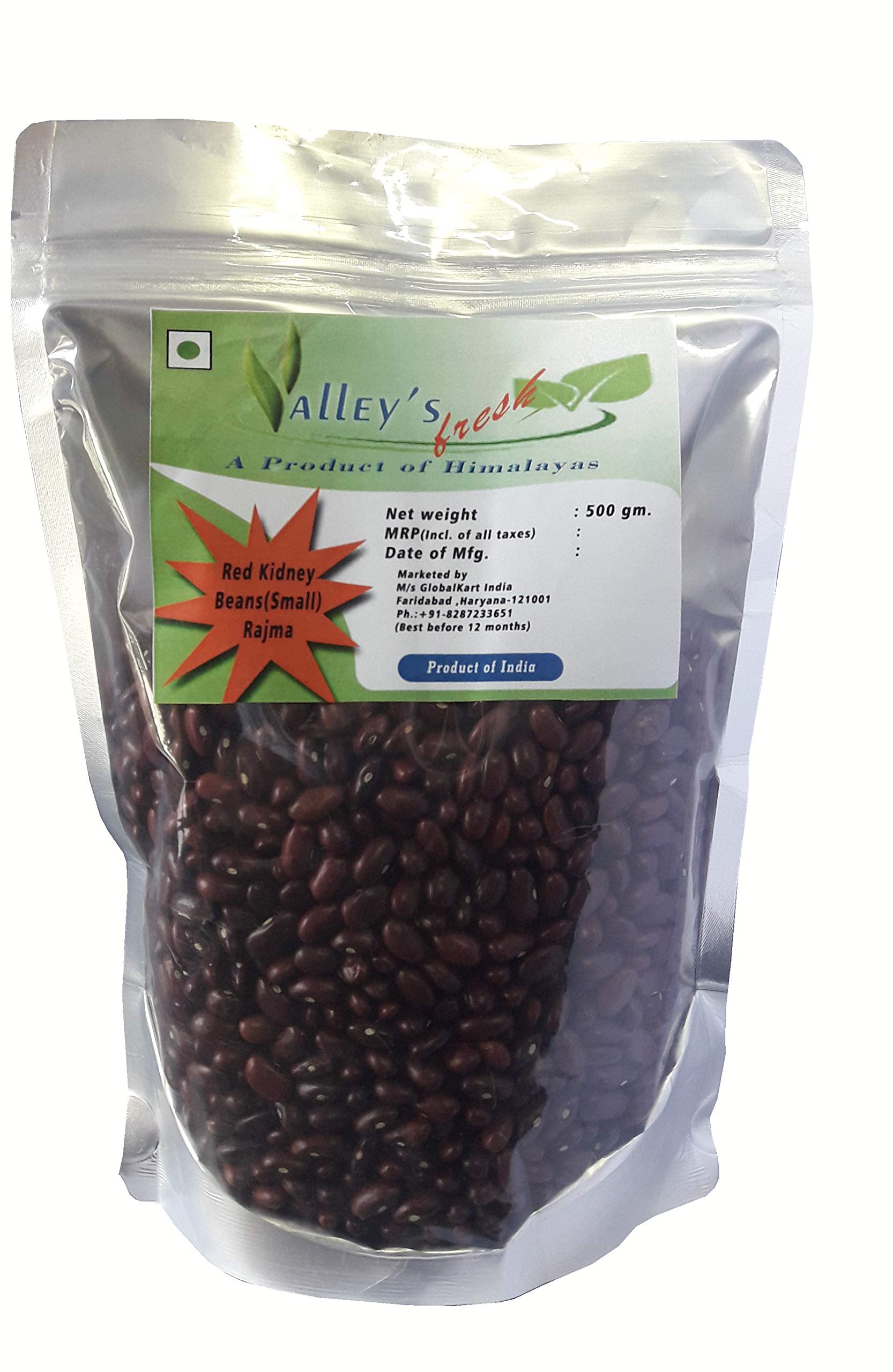 Valley's Fresh Pahadi 100% Pure & Natural Organic Red Small Kidney Beans Rajma 500 Grams
