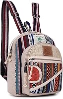 KayJayStyles Handmade Himalayan Hemp Mini Backpack - Lightweight Boho Travel Hiking Purse for Men Women (Orange Patch)