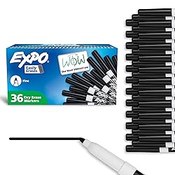 EXPO Fine Tip Dry Erase Markers Low Odor Black Ink 36-Count Set Ideal for Classroom Office and Home Use