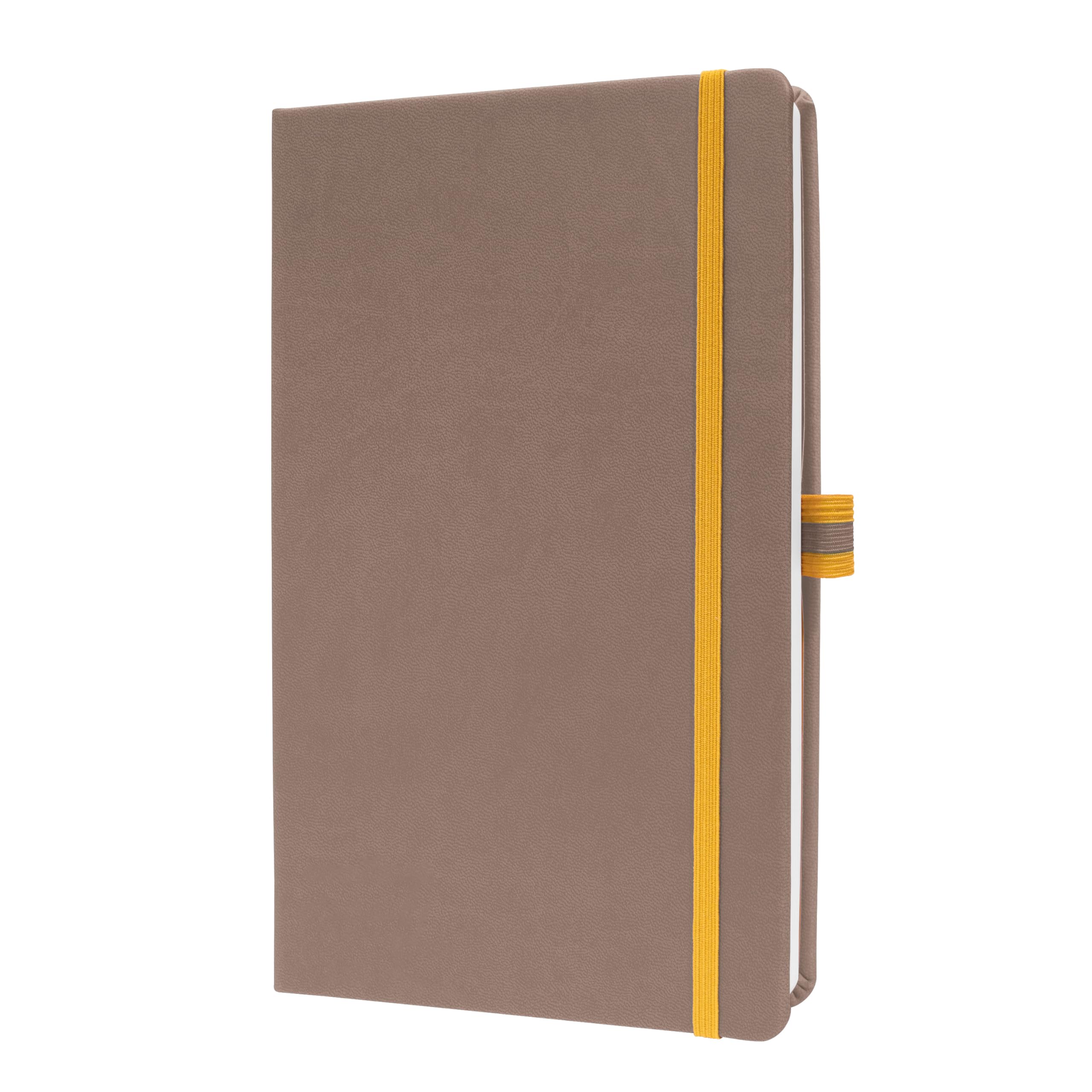 SIGEL LS103 Notebook, A5, Lined, hardcover - Ideal as a Diary, Bullet Journal, idea Book, Writing Book - 176 Pages, Brown/Yellow - Linsescape