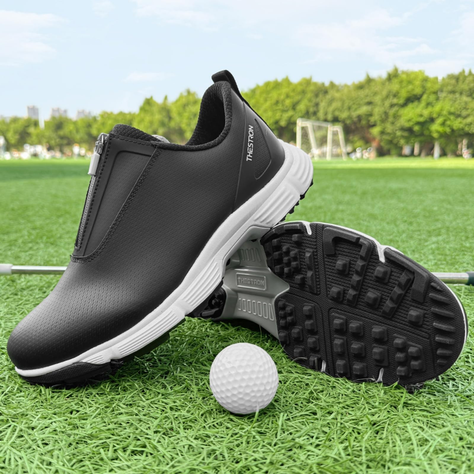 Scarpe Golf Donna Sneakers da Golf Professionali Impermeabili Senza Tacchetti Modello Slip-On con Cerniera Calzature da Passeggio per attività All'aperto