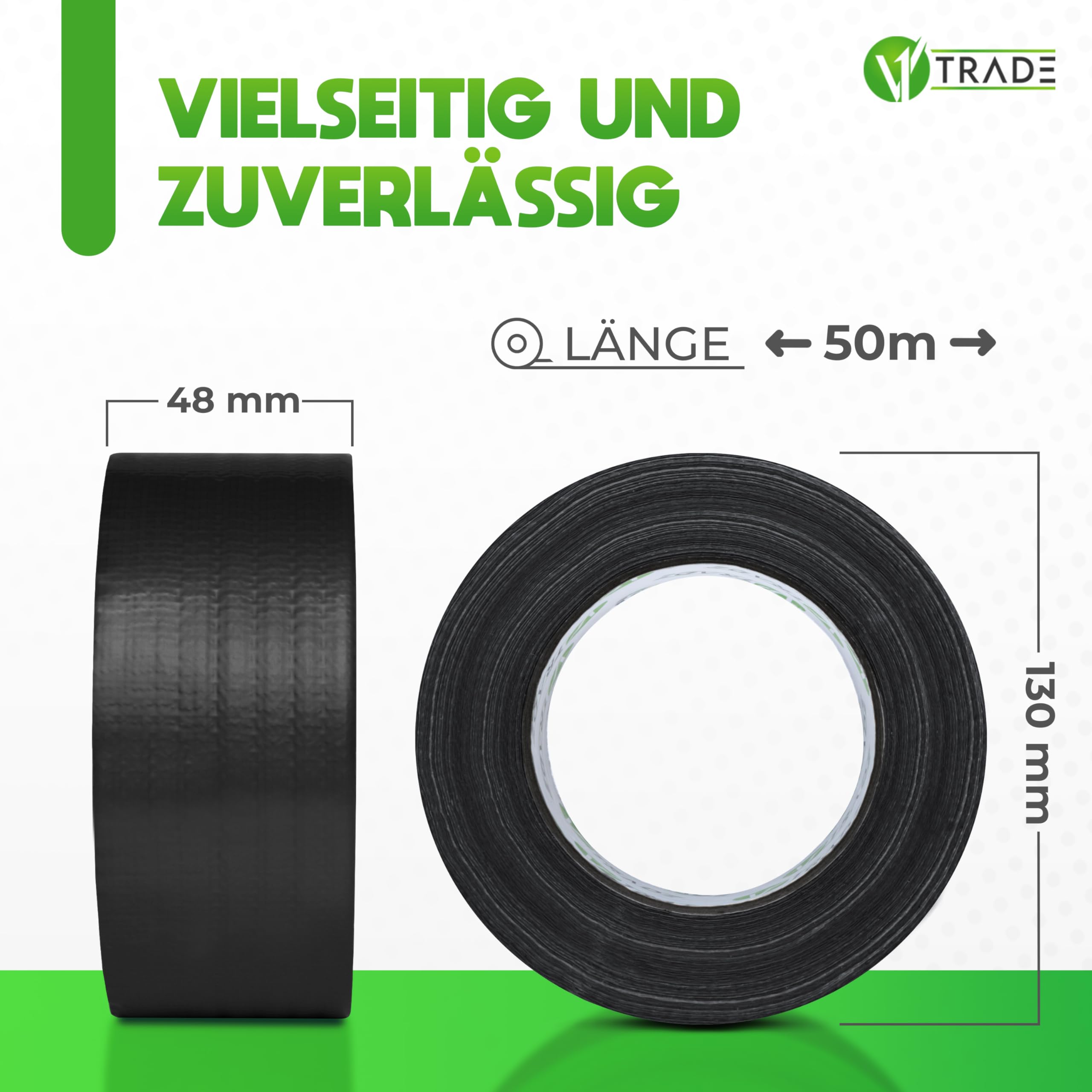 V1 TRADE Ruban Blindé Noir 48mm X 50m - 2x Ruban De