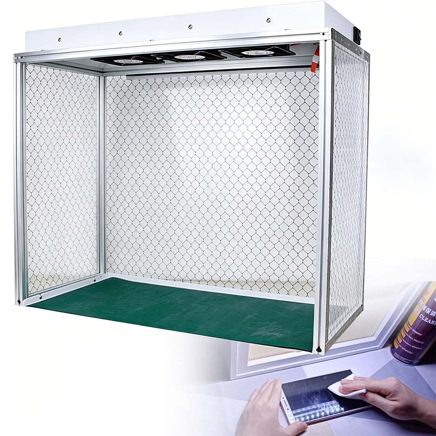 Campana de Flujo laminar con Triple Ventilador, Cabina de Flujo laminar Vertical, Mesa de Trabajo para Sala Libre de Polvo con Filtro HE-PA, función silenciosa para Laboratorio