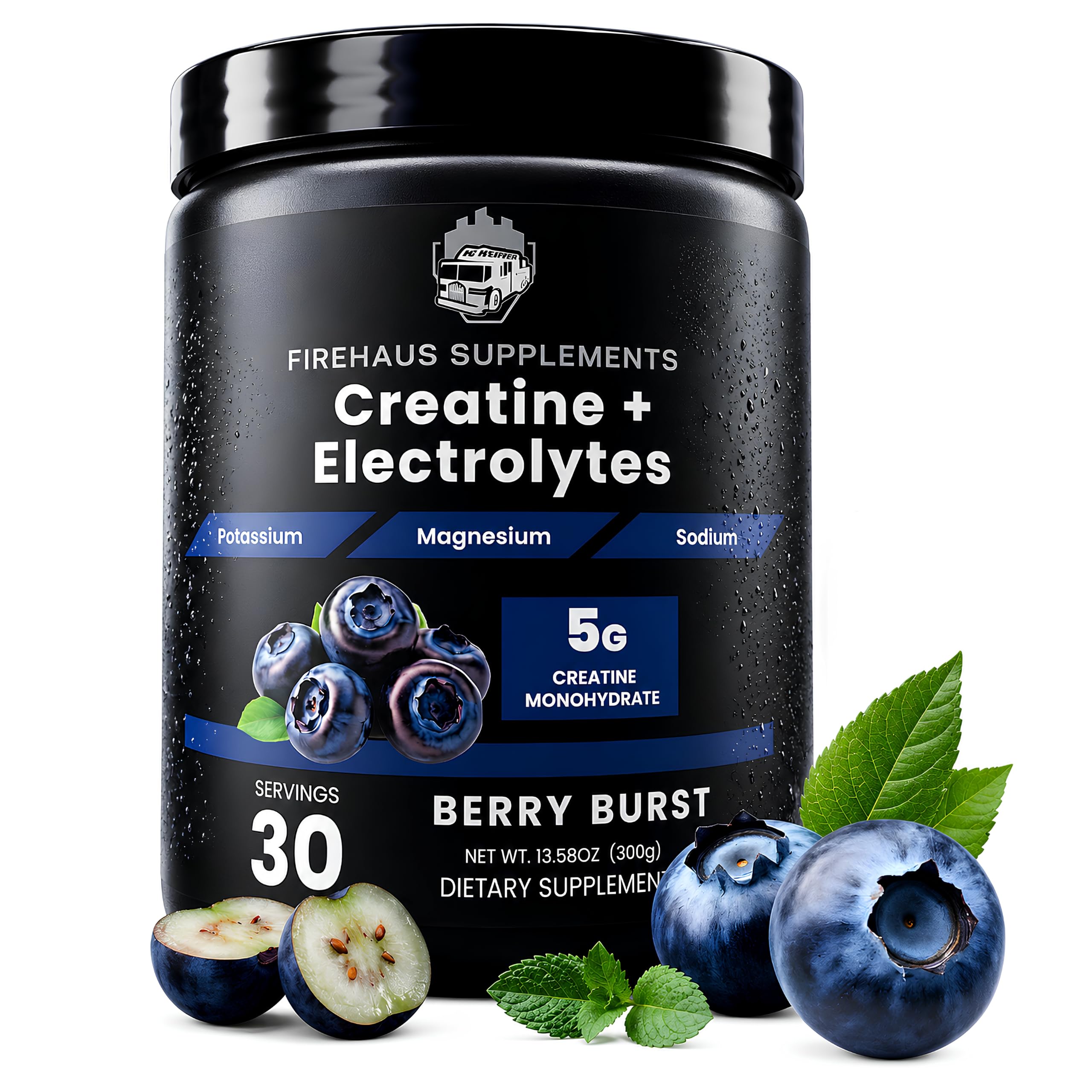 Creatine + Electrolytes, 5g Creatine Monohydrate with Potassium, Magnesium, and Sodium for Strength, Hydration, and Recovery Support, Berry Burst Flavor, 30 Servings