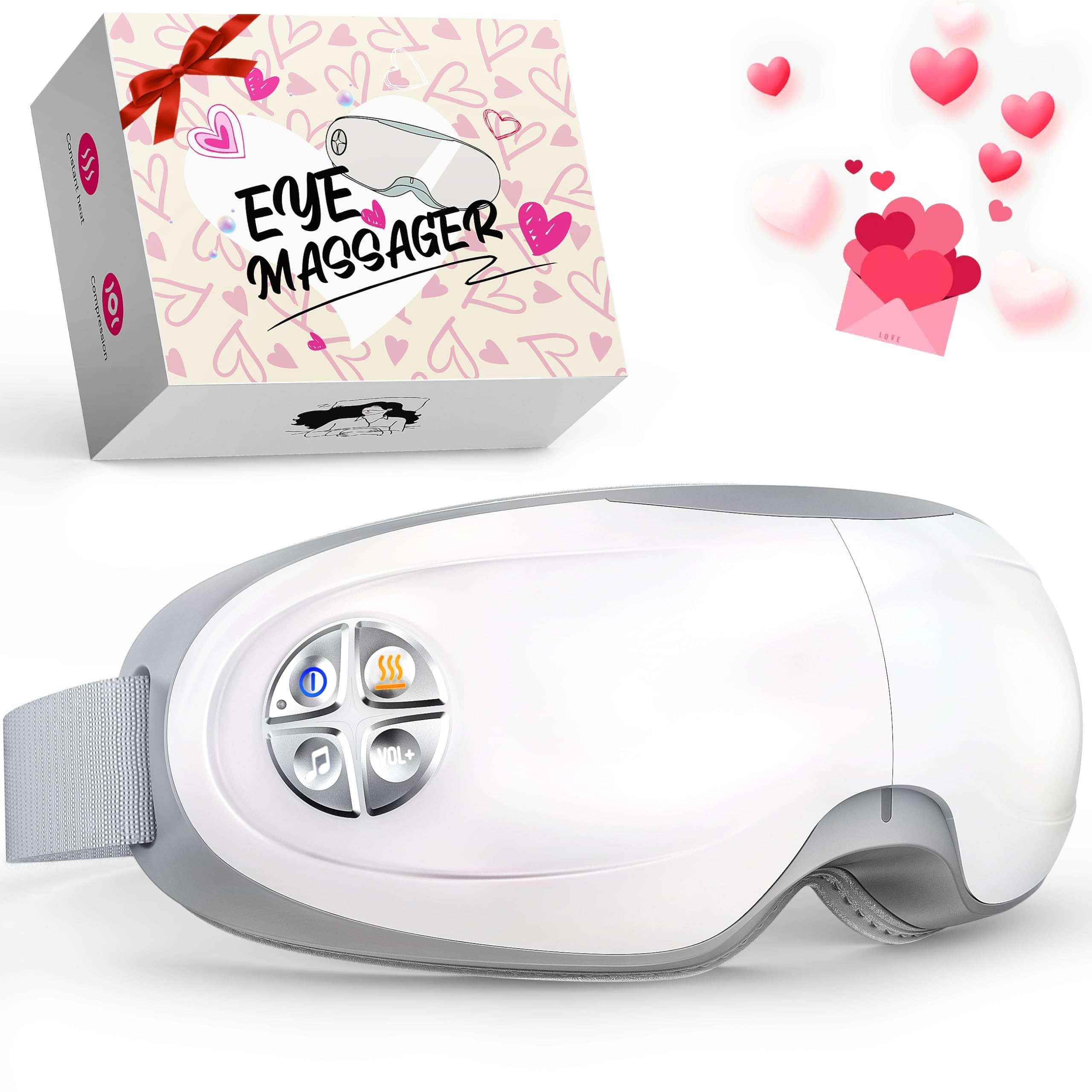 Lupow Eye Massager with Heat Gift for Women Men Eye Mask with Music White Noise for Migraine Dry