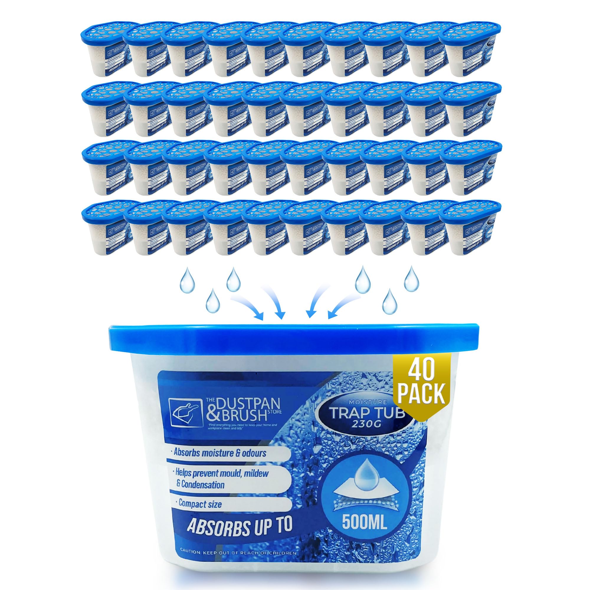 Moisture Trap Car Dehumidifier Disposable Tub - High Performance Moisture Absorber Tubs - Absorbs Up to 500ml - Interior Dehumidifiers for Home and Car Accessories (PACK OF 40)