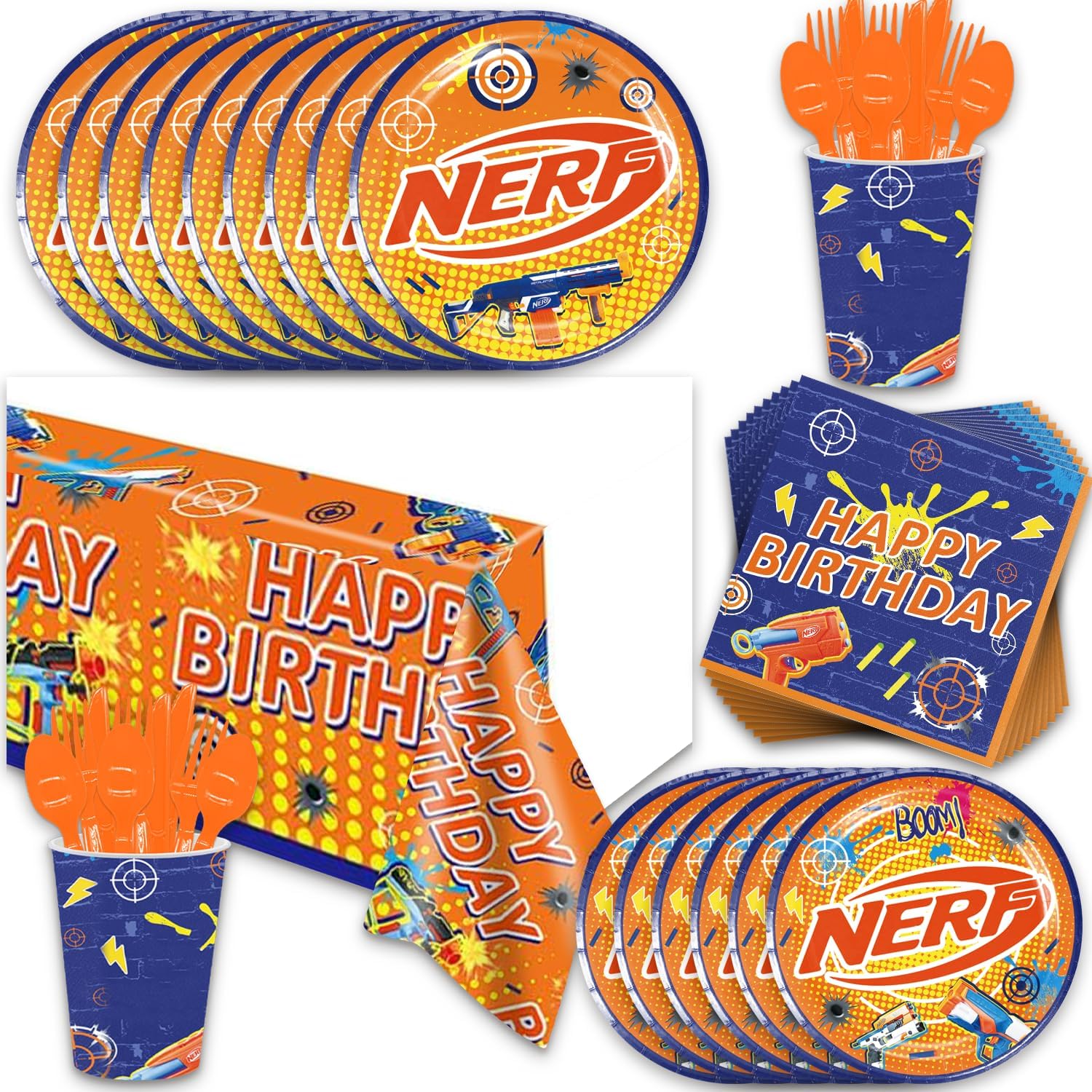 141Pcs Dart War Parties,Dart War Party Tableware Party Disposable Dinnerware Plates Cups Napkins for Dart Battle Baby Shower Party Decoration Supplies,Serves 20