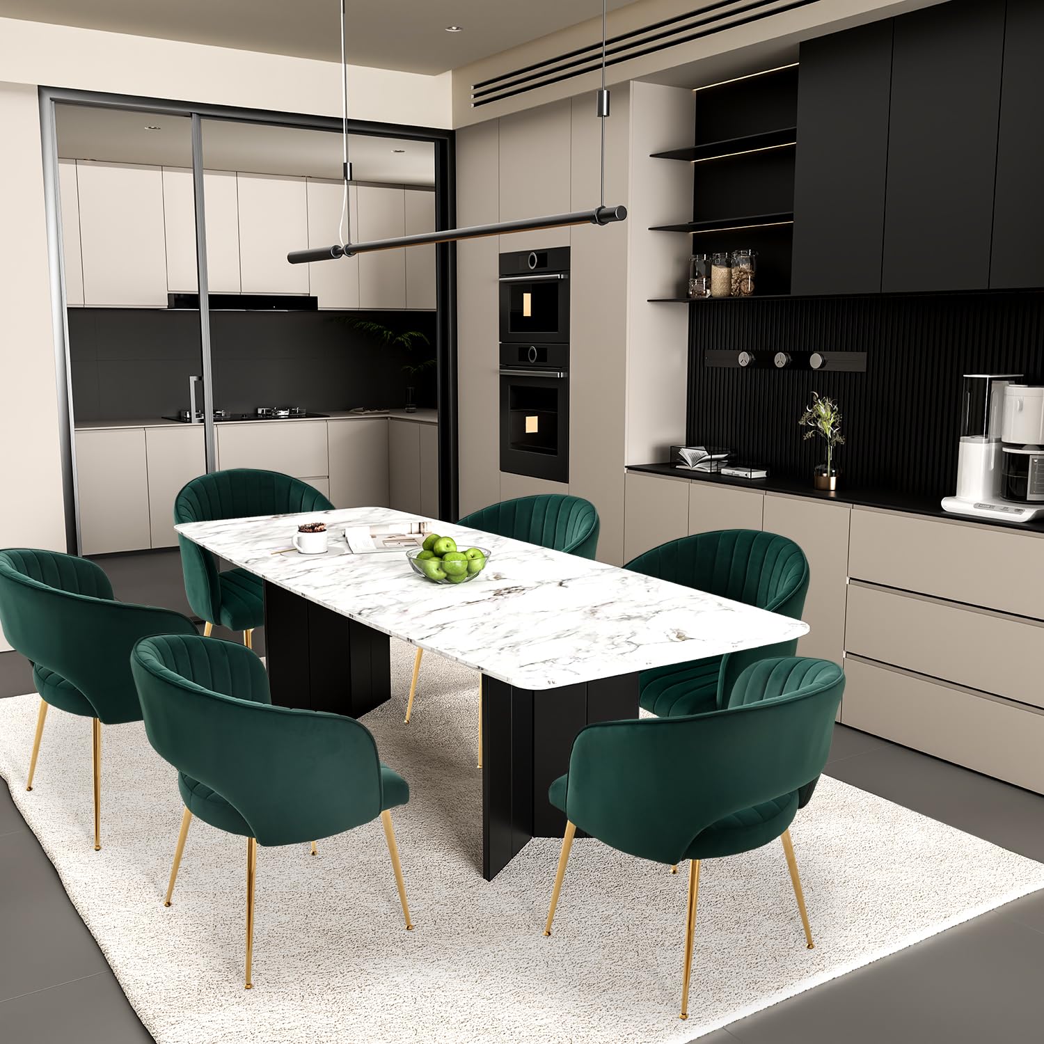 Juego de 2 sillas de comedor de terciopelo, sillas de mesa de comedor con reposabrazos, respaldo curvado, patas doradas, sillas de cocina, sillones para salón, dormitorio