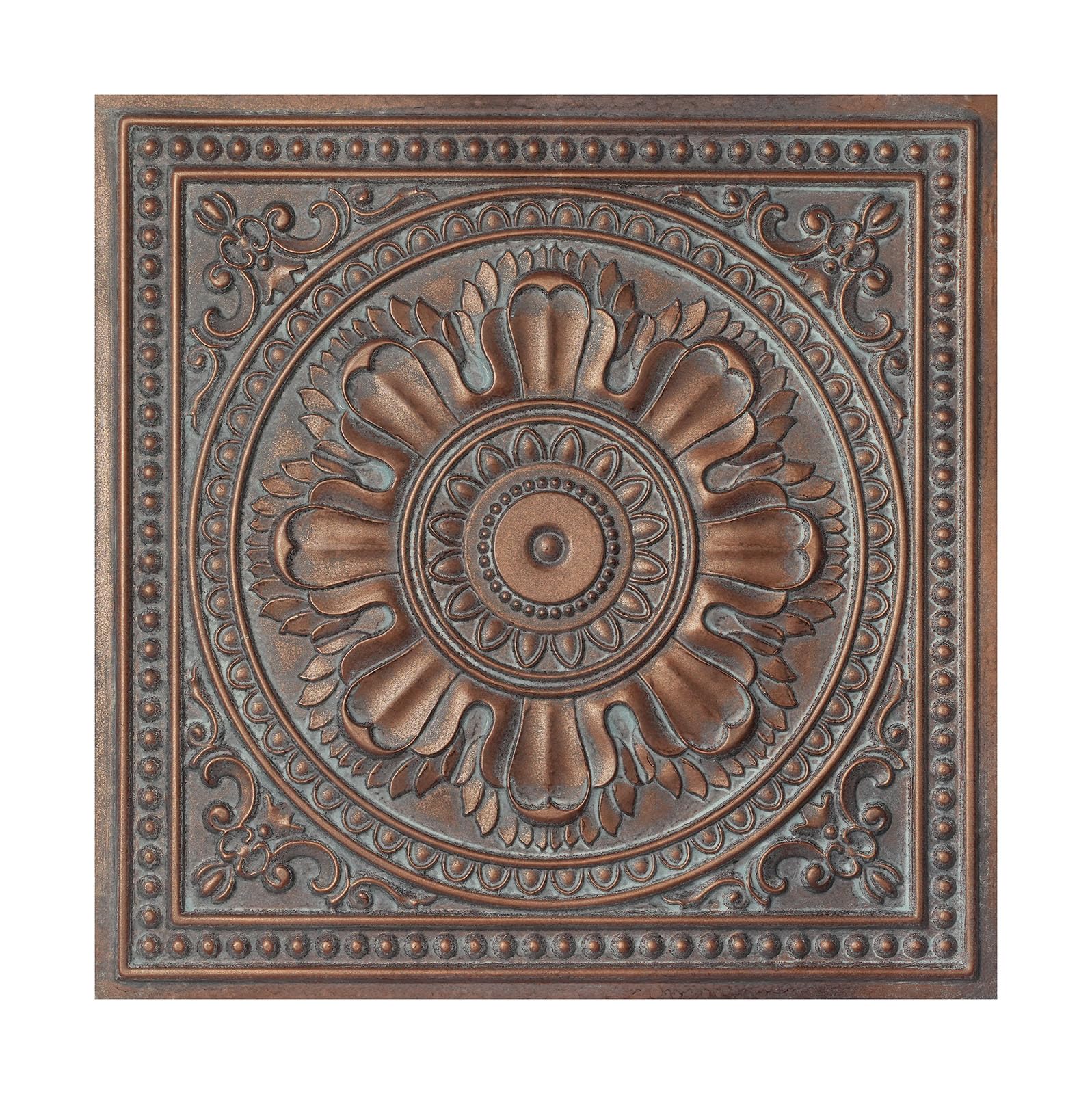 Paintsdecor Weather Copper Faux Tin Ceiling Tiles Glue Up, Easy To Install Pvc Panels, (10-Pack,40 Sq.ft) Wall Decor For Bar Cafe Club Pl17 10Piece (Weather Copper)