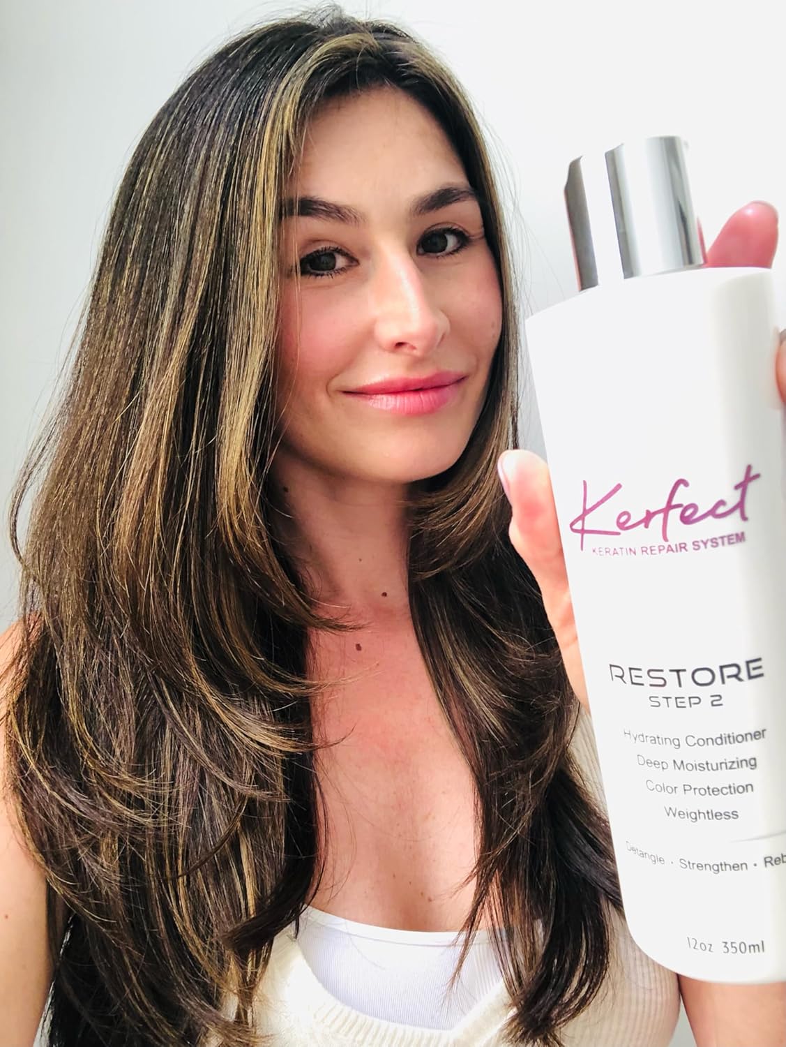 KERFECT Hair Repair for Dry Damaged Hair – Keratin Hair Treatment with Deep Leave-In Conditioner for Straight Wavy or Curly Hair – Proven 4-Step System Gives You Soft Shiny Frizz-Fre Manageable Hair