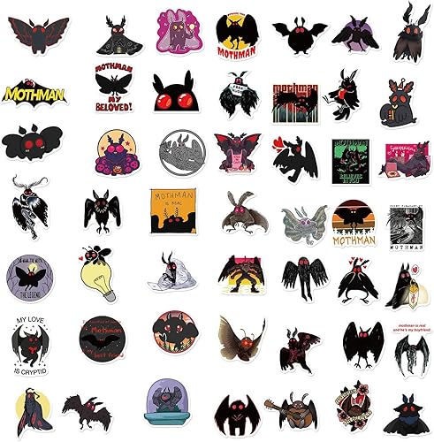 Miniatura 2 de 50 calcomanías de Mothman para botellas de agua, lindas calcomanías criptidas para adolescentes y adultos, calcomanías impermeables de vinilo de