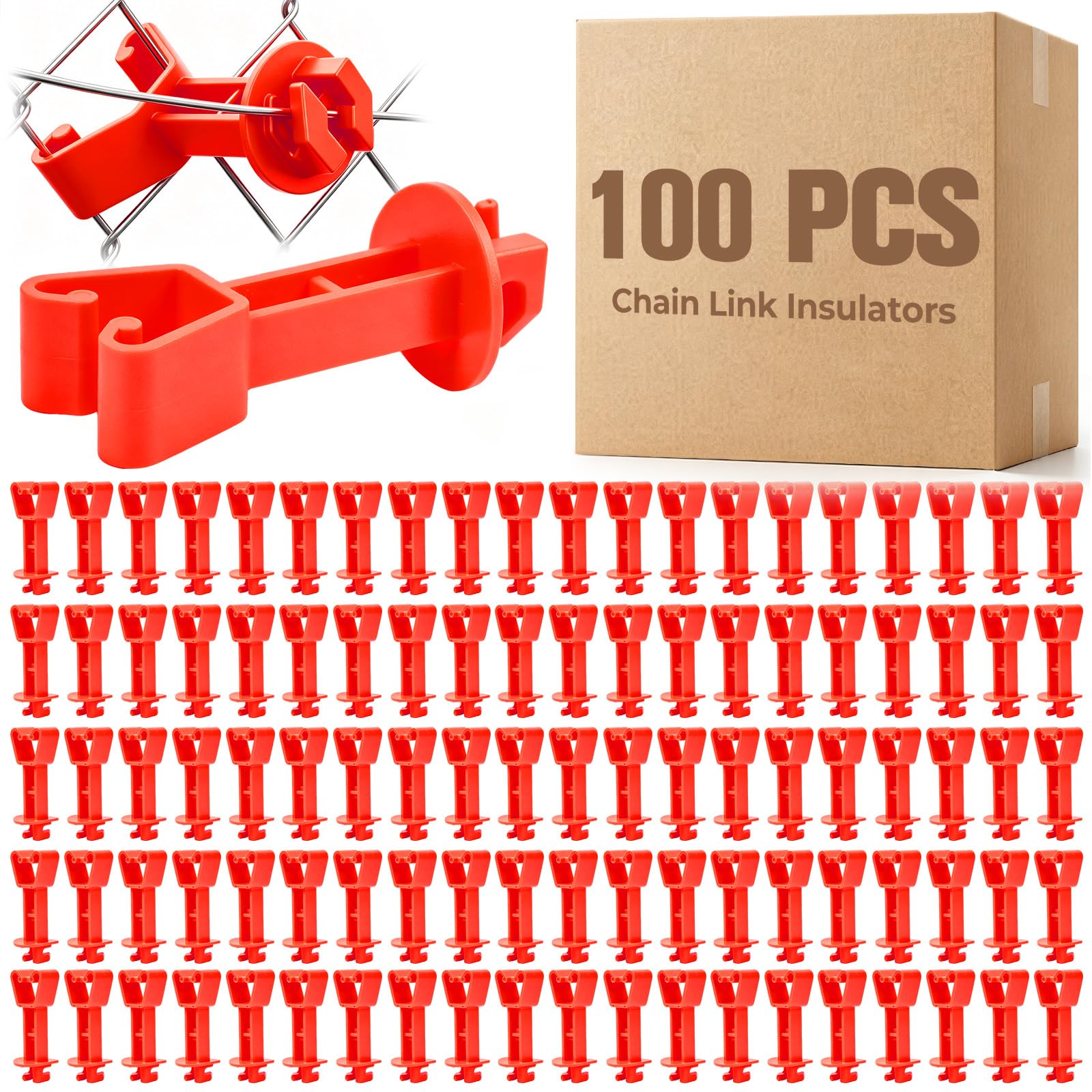 25 aisladores para electricidad (rojo, 100 piezas)