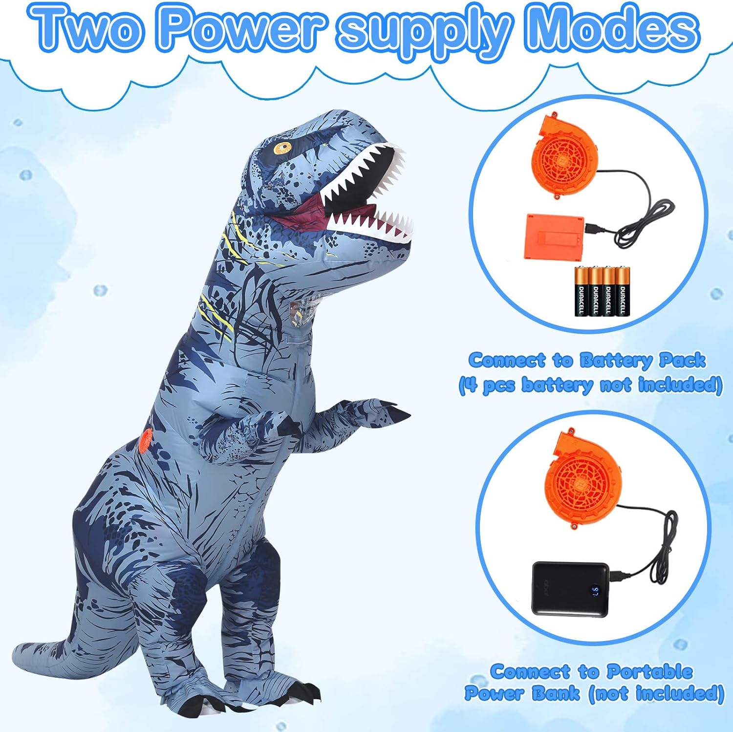 Servllcell Inflatable Dinosaur Costume for Adult,Halloween Costumes T Rex Blow Up Costumes for Women Men,Funny Cosplay Party(Blue)