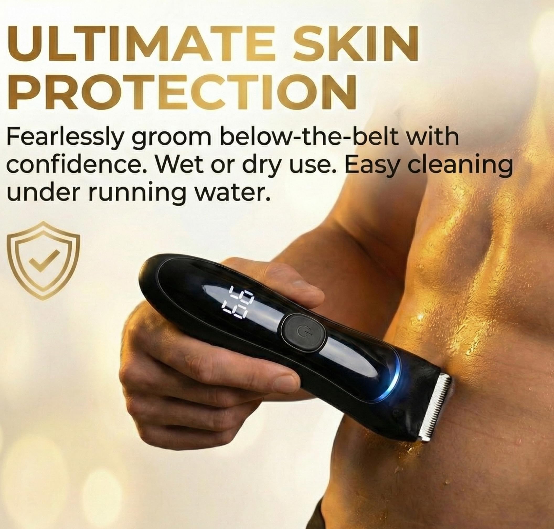 Manscape, rasoio elettrico per inguine e corpo, da uomo, impermeabile, con lama in ceramica delicata sulla pelle, con luce LED, per aree pubiche, petto, schiena e ascelle, 90 minuti di rasatura