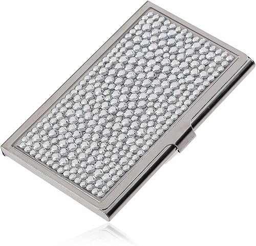 Miniatura 3 de Purely - Estuche para tarjetas de visita de cristal transparente de varios tamaños, hecho a mano, diseño de diamantes de imitación, 4.8 x 2.5 x 0.5