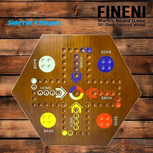 Miniatura 8 de Juegos de mesa de madera, juego de mesa de mármol original con doble cara juego de mesa de pista rápida para 2 a 6 jugadores, juego de mármol de