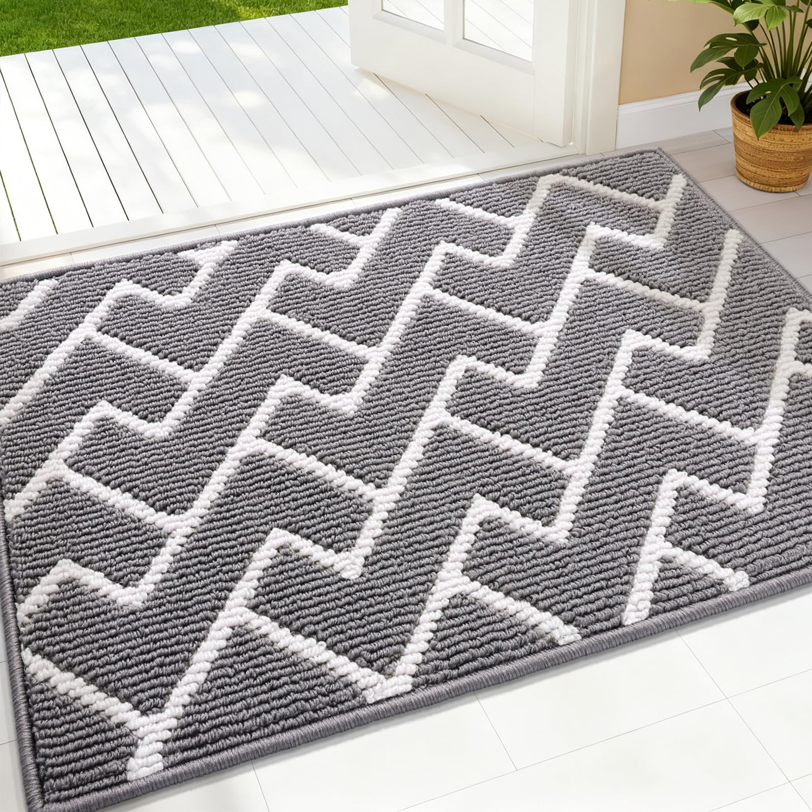 OLANLY Front Door Mat Non-Slip Rubber Backing Dirt Resistant and Absorbent Washable Easy to Clean Low-Profile Indoor Doormat