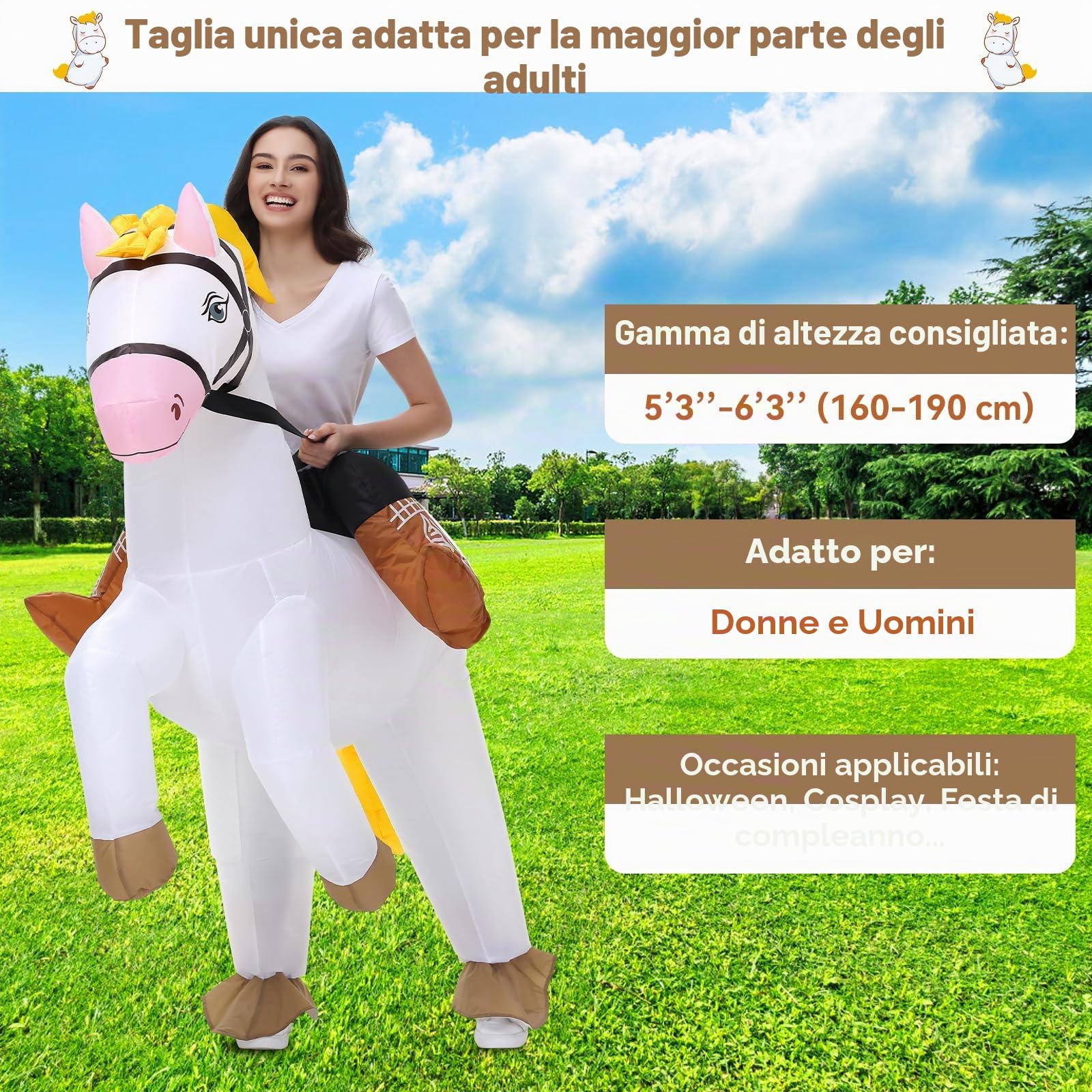 Costume gonfiabile da cavallo, costume gonfiabile per adulti, per uomini, donne, Halloween, cavalcata sul cavallo, costume gonfiabile per bambini, cosplay e feste