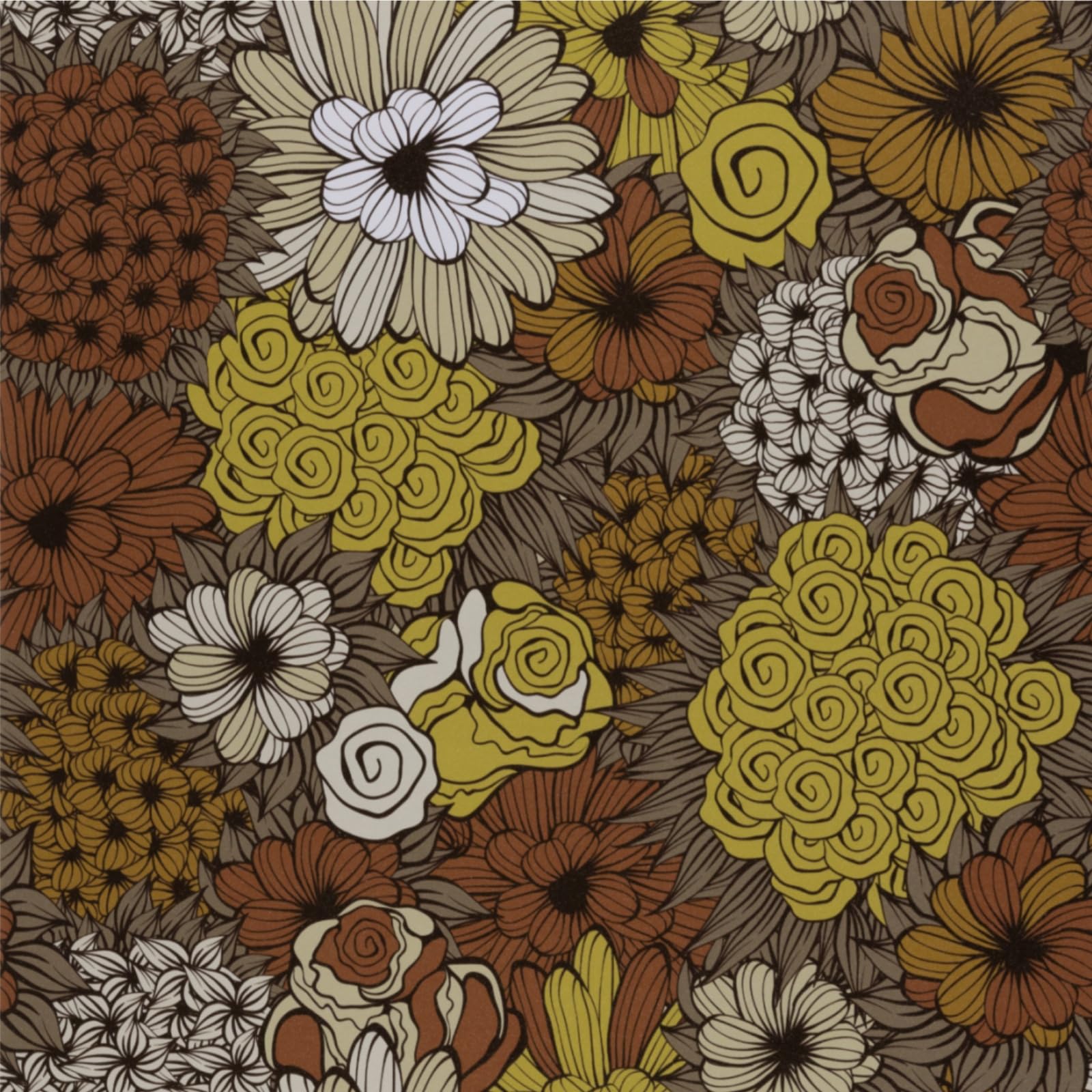 Abyssaly Boho Floral Peel and Stick Wallpaper Vintage, Removable Yellow Flower Contact Paper, Vinyl Self Adhesive Decorative Wall Paper for Furniture