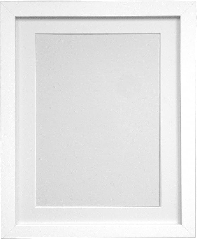 FRAMES BY POST 25mm White Picture Photo Frame with White Mount 16" x 12