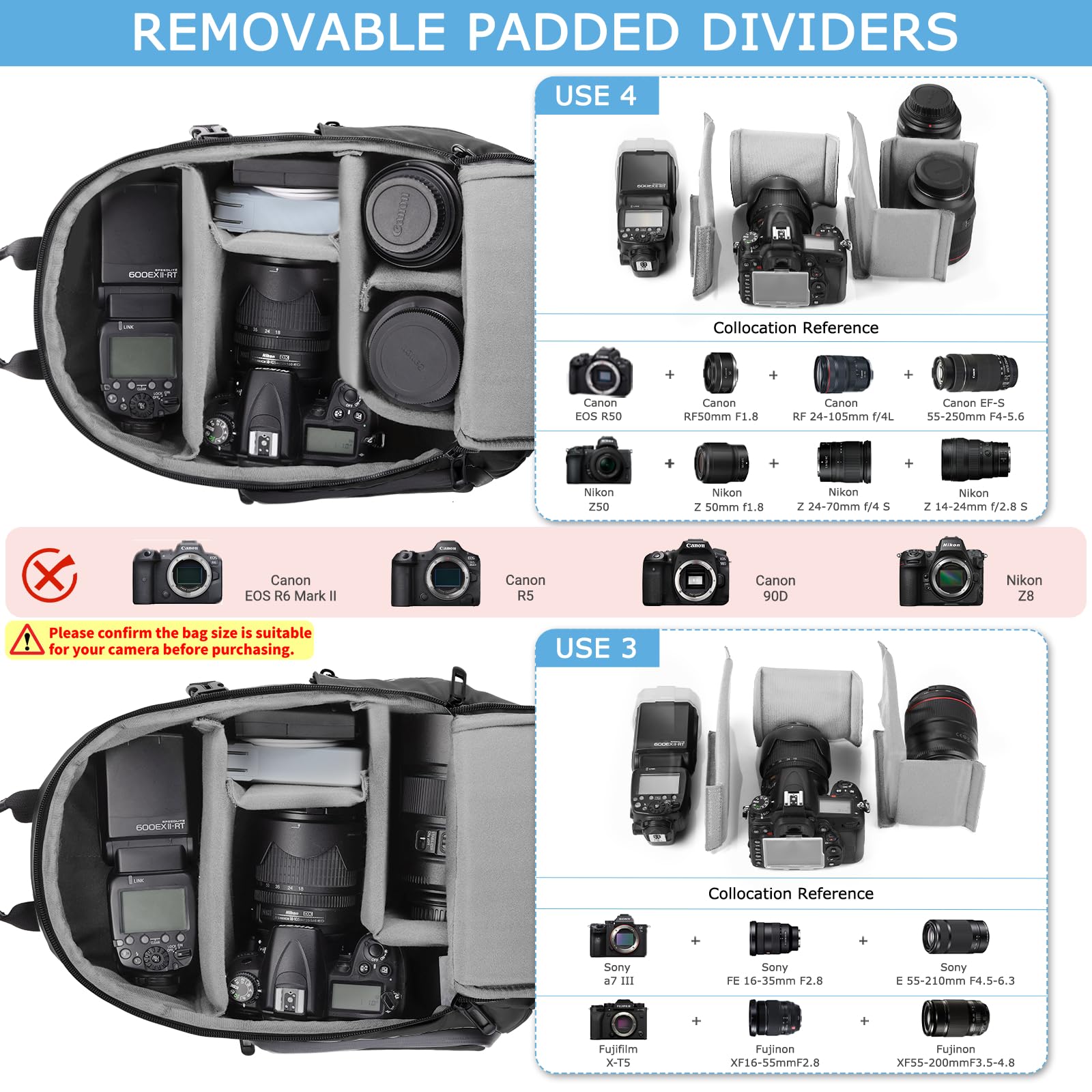 Camera Sling Bag for Photographer– Waterproof Crossbody Camera Bag with Fast Access Pockets, Thick Shockproof Photography Backpack with Tripod Holder, DSLR camera bag for Nikon/Sony/Canon