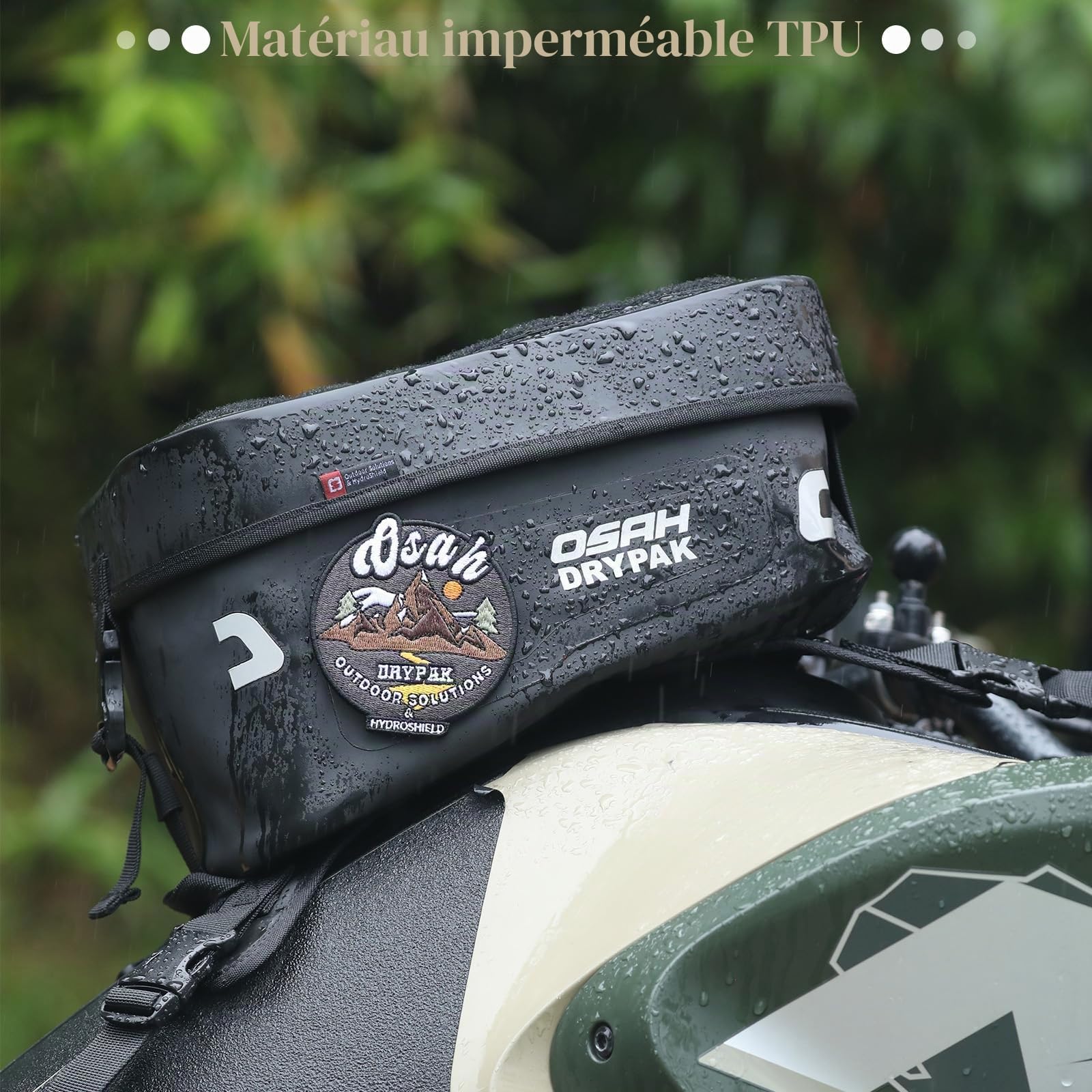 Sac de réservoir Moto en TPU imperméable – Sac de Rangement de Selle étanche, Compatible avec la Plupart des Motos Enduro et d’Aventure – Noir, 6L