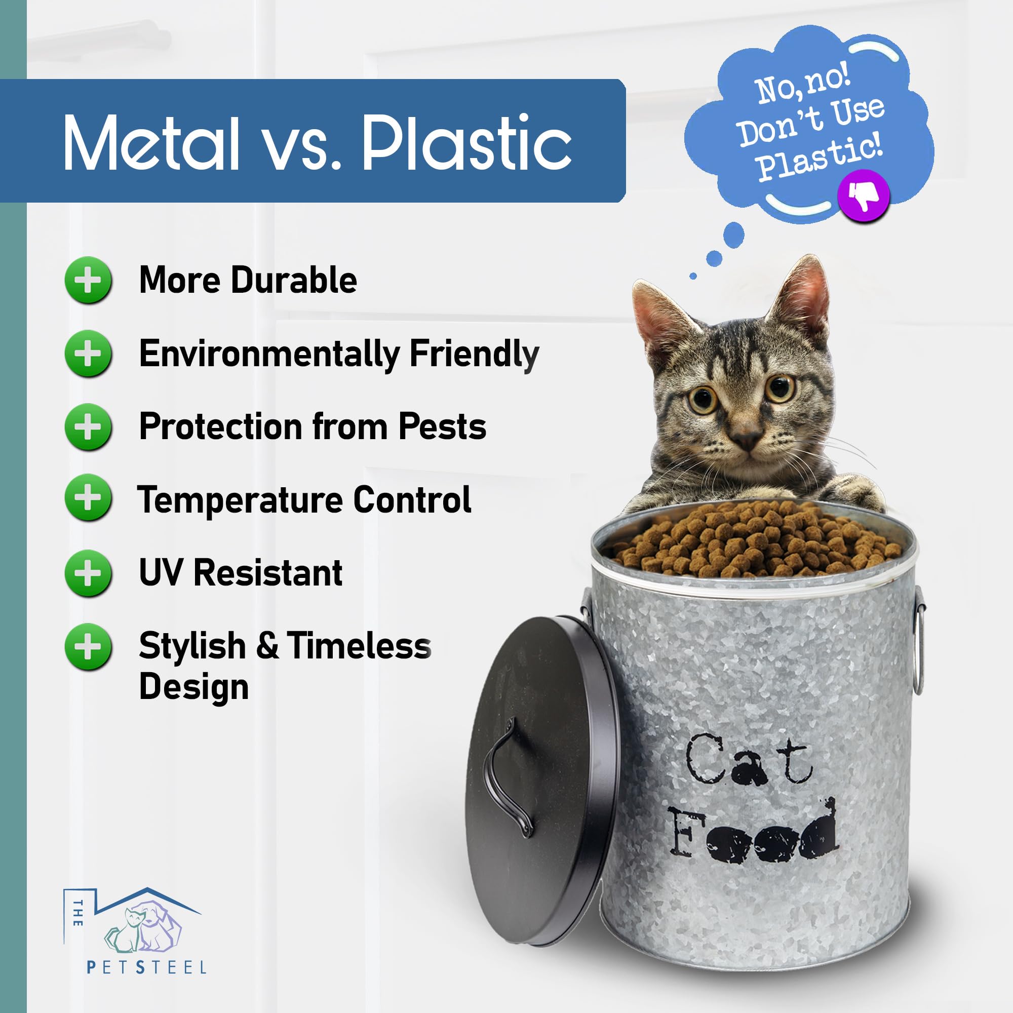 Recipiente mediano de almacenamiento de alimentos para mascotas de 40 libras con cuchara, duradero y hermético para mayor frescura, diseño minimalista y reciclable, enorme recipiente de