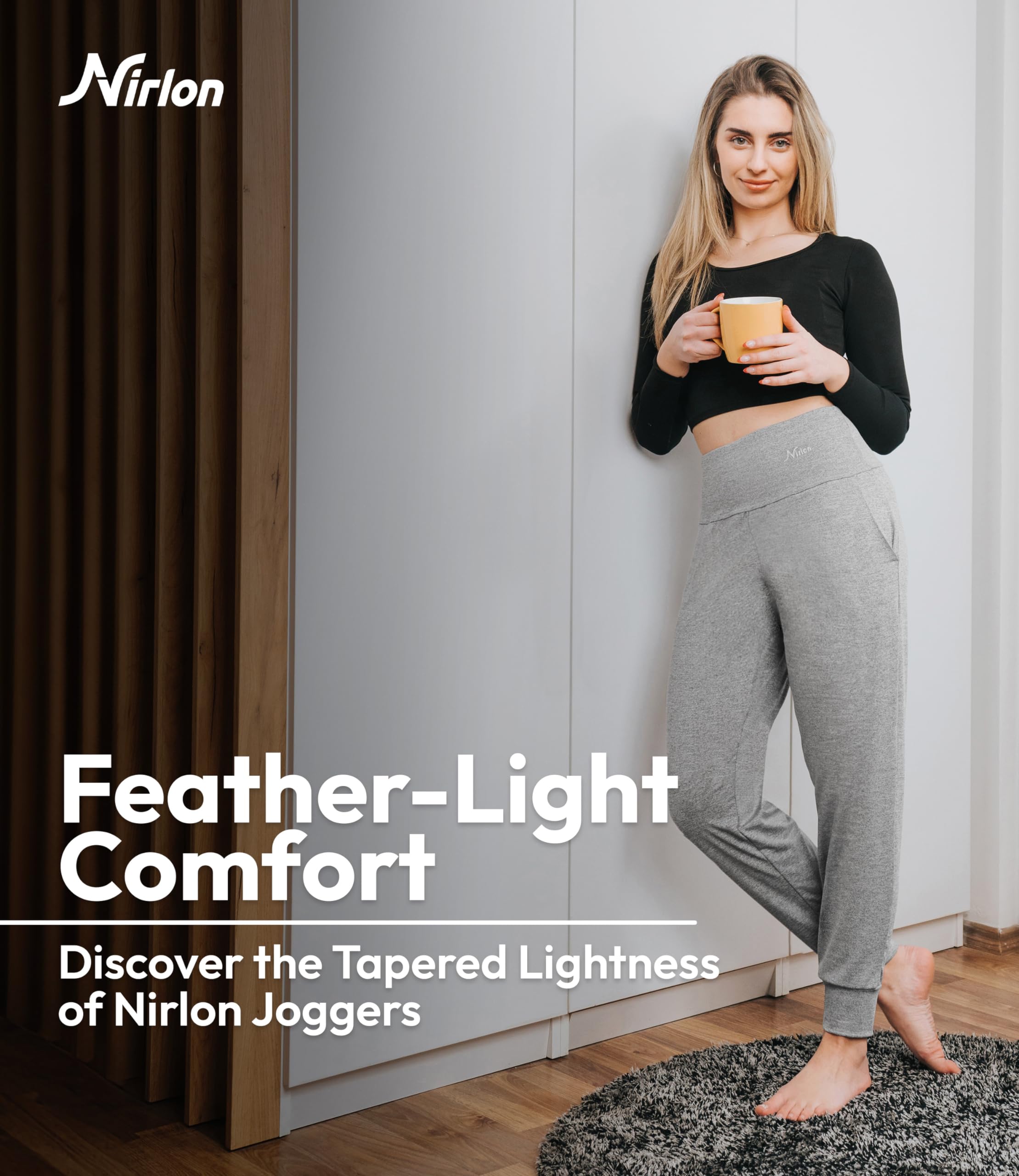 Condition photo showing New/Like New for (Grey-2XL) Nirlon Women's Lightweight Joggers Lounge Pants