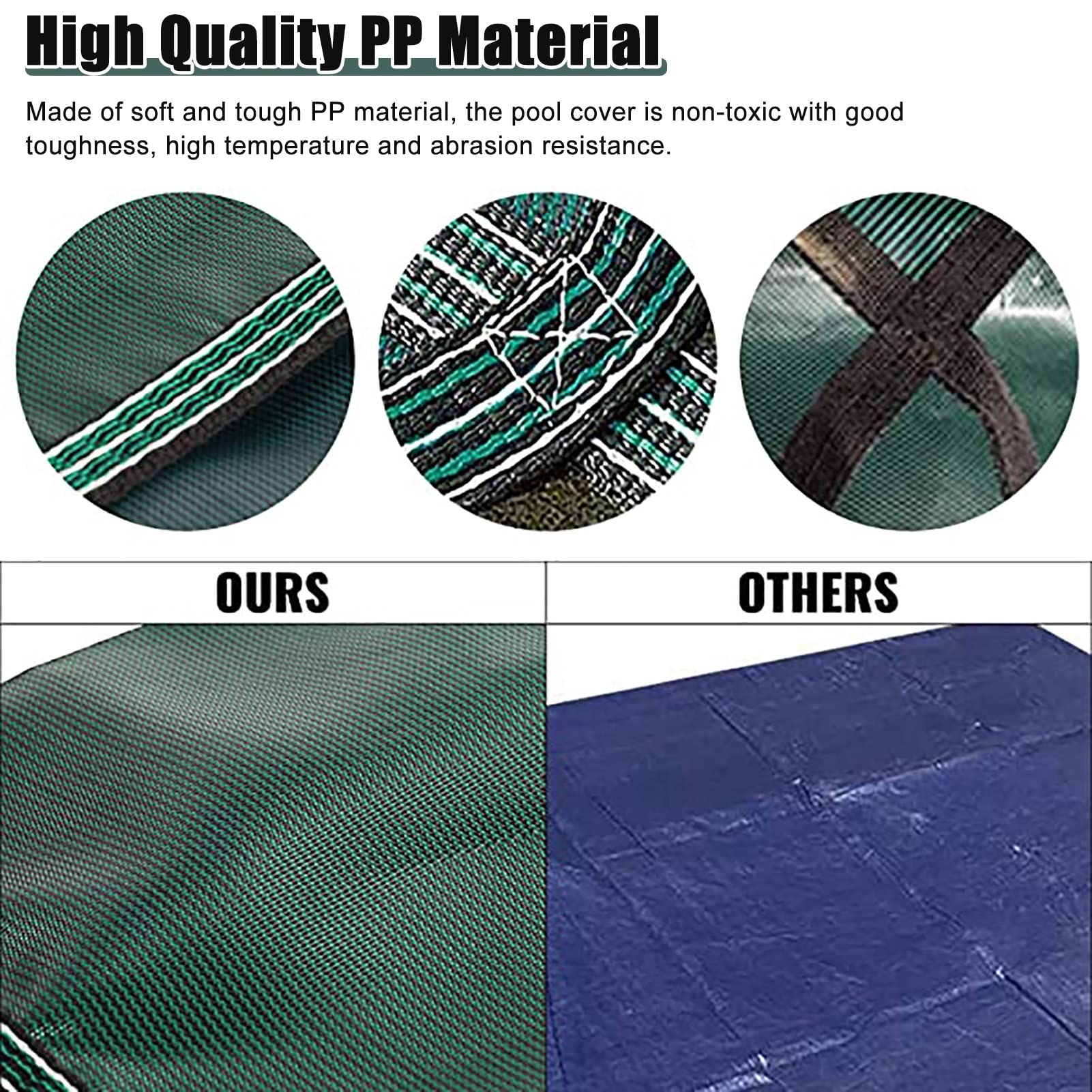 Cobertor Solar para Piscinas Juego de cubierta de red de hoja de piscina de invierno, tapete protector de piscina sobre el suelo, película de aislamiento térmico a prueba de lluvia extra gruesa, para