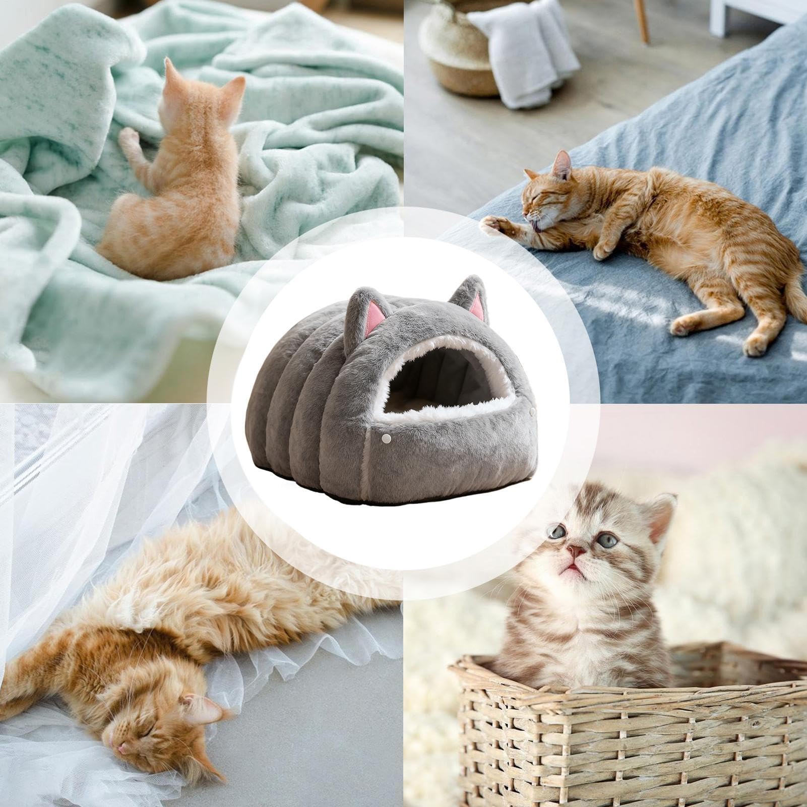Cama para Gatos - Escondite Para Mascotas De Invierno Con Forma De Cupula - Casa Plegable Para Gatos Y Mascotas,Para Cachorro Y Otras En El Interior Dormitorio Balcón Residencia Y Apartamento