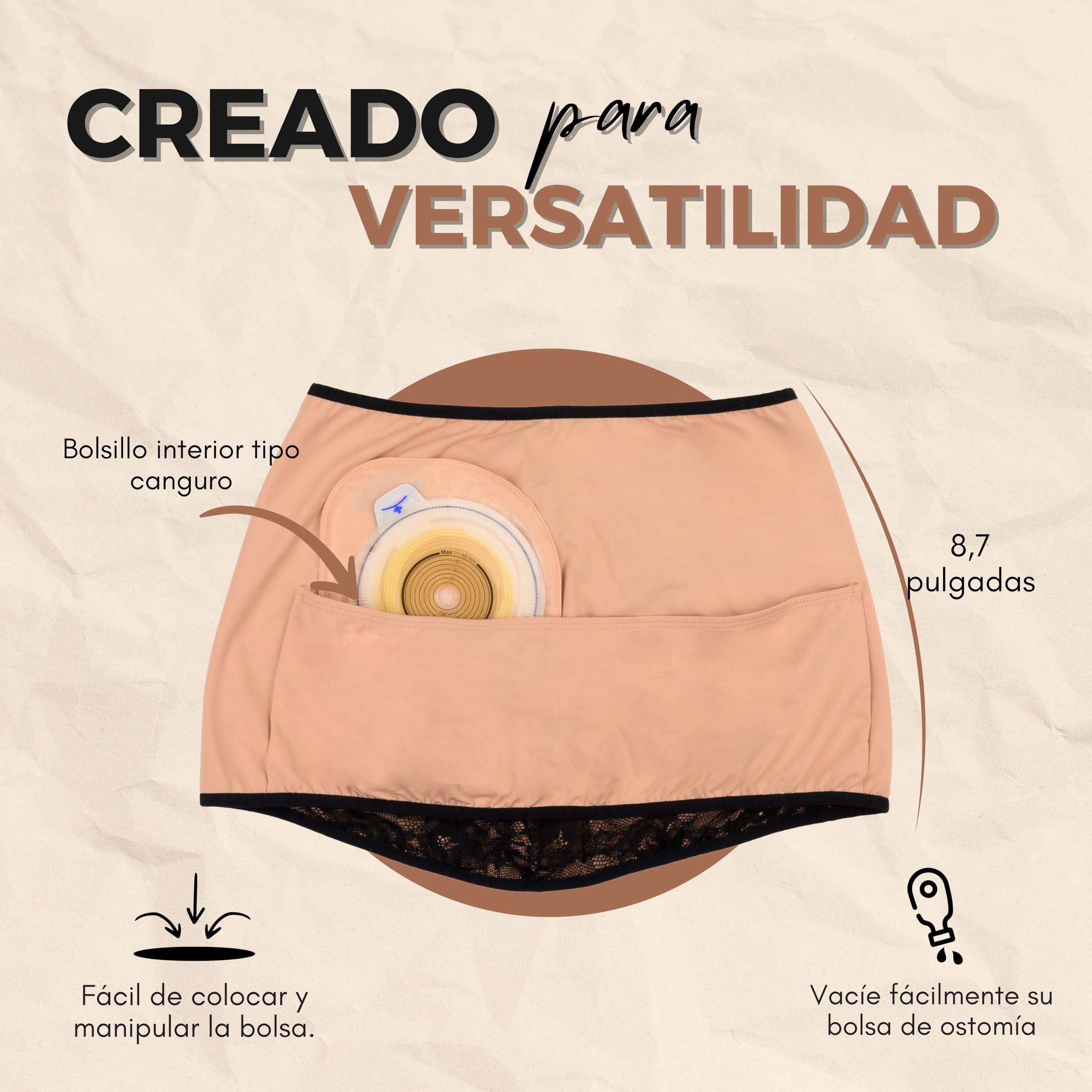 SIIL Banda de ostomía negro Ostomy | Bolsillo interior para sujetar la bolsa | Cinturón de ostomia | Funda para bolsa de ostomia