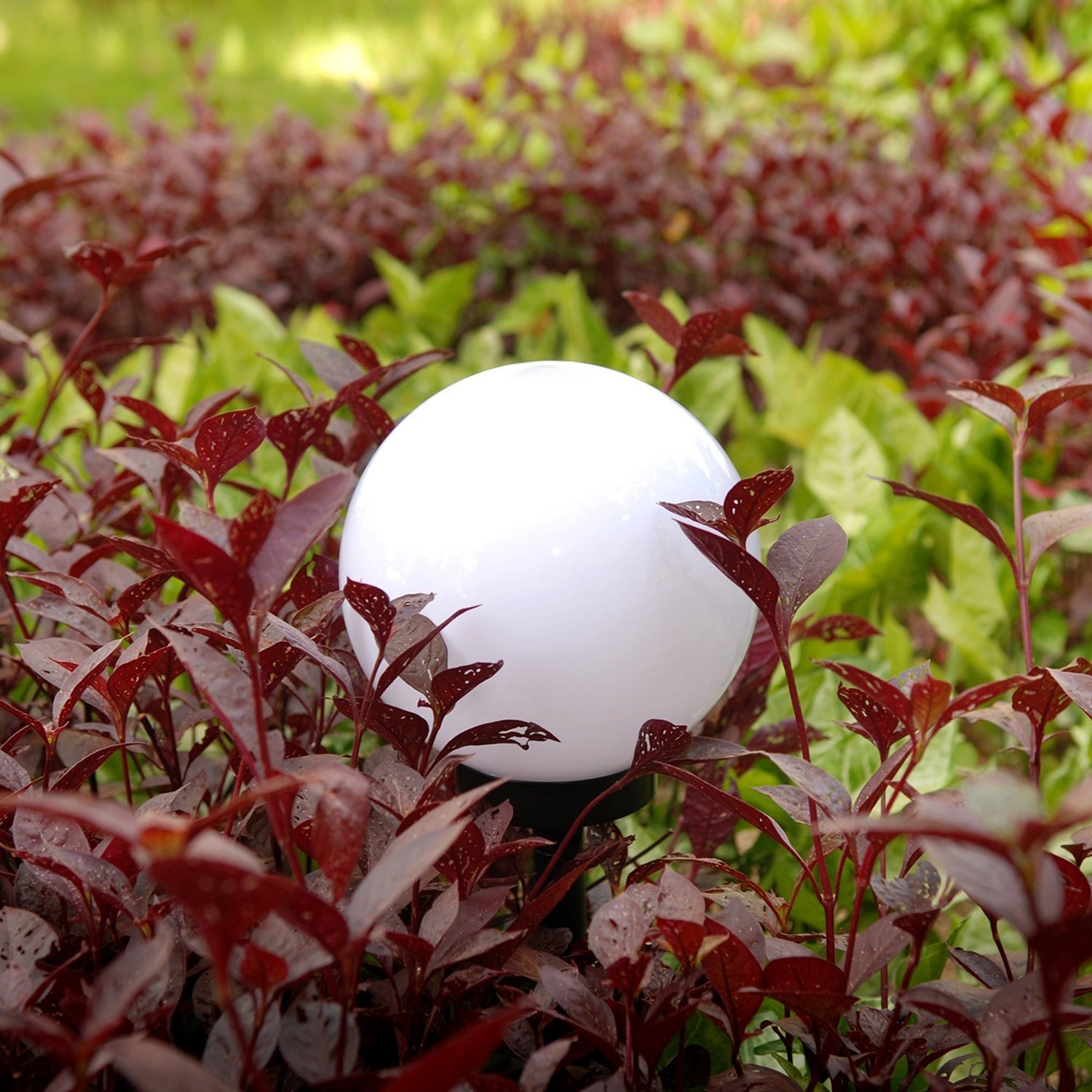 Green Blue GB121 4x Außensolarlampe Solarkugel Solarleuchte LED Leuchtkugel Garten Beleuchtung (Weiß, 4 Stück - 15 cm)