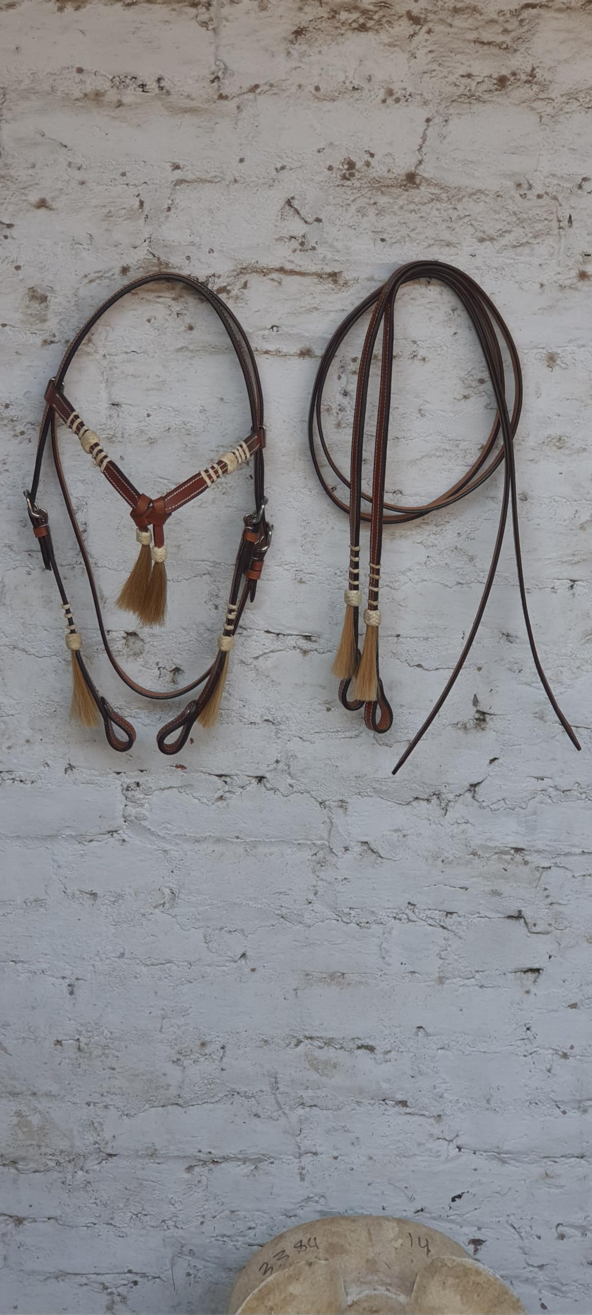 Brida de cuero Western Tack ajustable de cuero de grano completo para caballo, caballo, diadema anudada con riendas, 78 cuero crudo, marrón