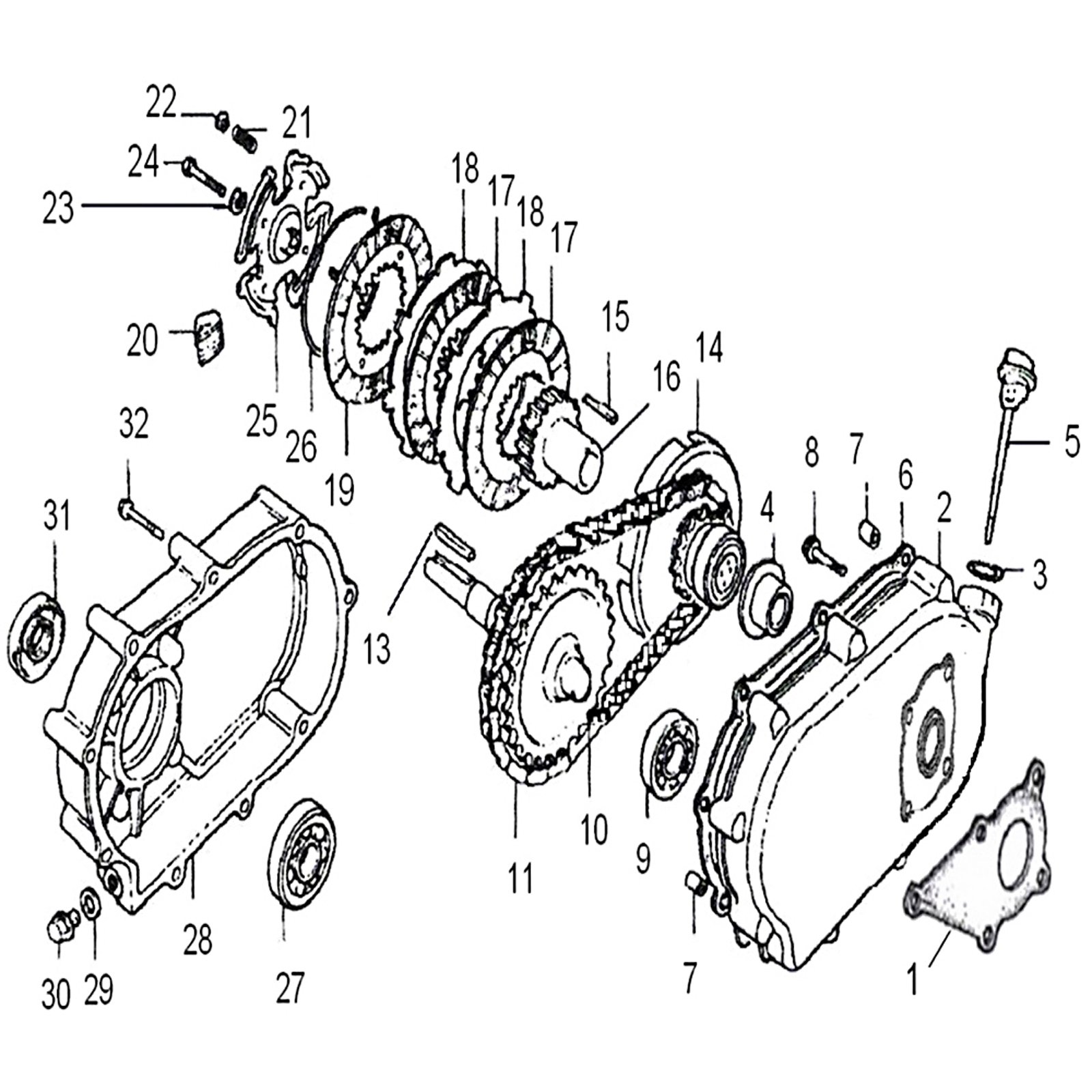 LIFAN Sprzęgło olejowe Q2 20mm do silników 5-6,5KM GX140 GX160 GX200 seria 168