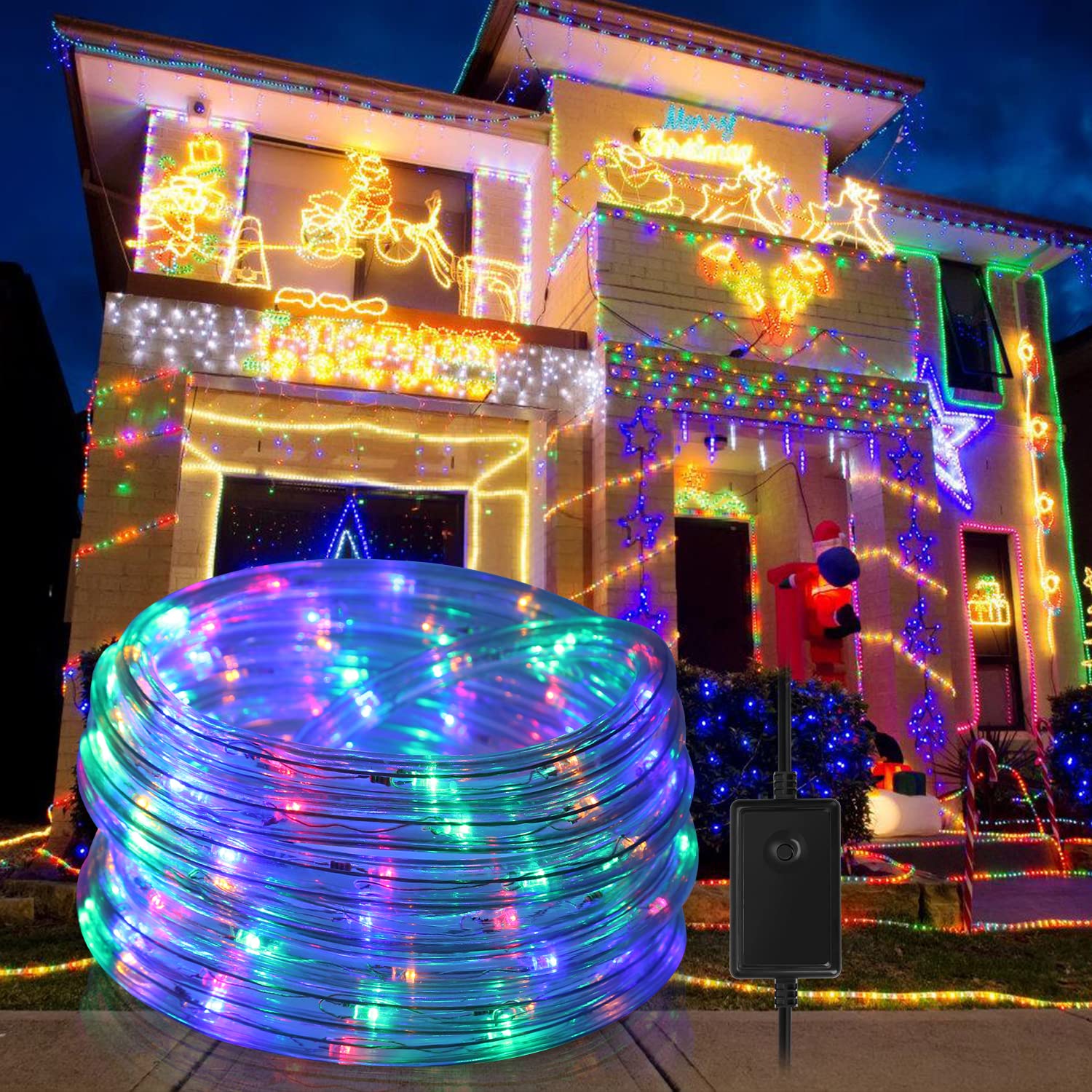 Manguera de luz para exteriores, 40 metros, 960 LED, manguera de luz para exteriores, 8 modos, manguera de luz para Navidad, fiesta, cadena de luz impermeable para exteriores, colorida
