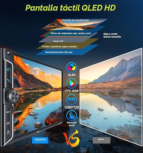 Miniatura 3 de PLZ Estéreo inalámbrico de doble DIN de 7 pulgadas, radio de Apple Car Play Radio Carplay Android Auto QLED, receptores de audio Bluetooth 5.3,