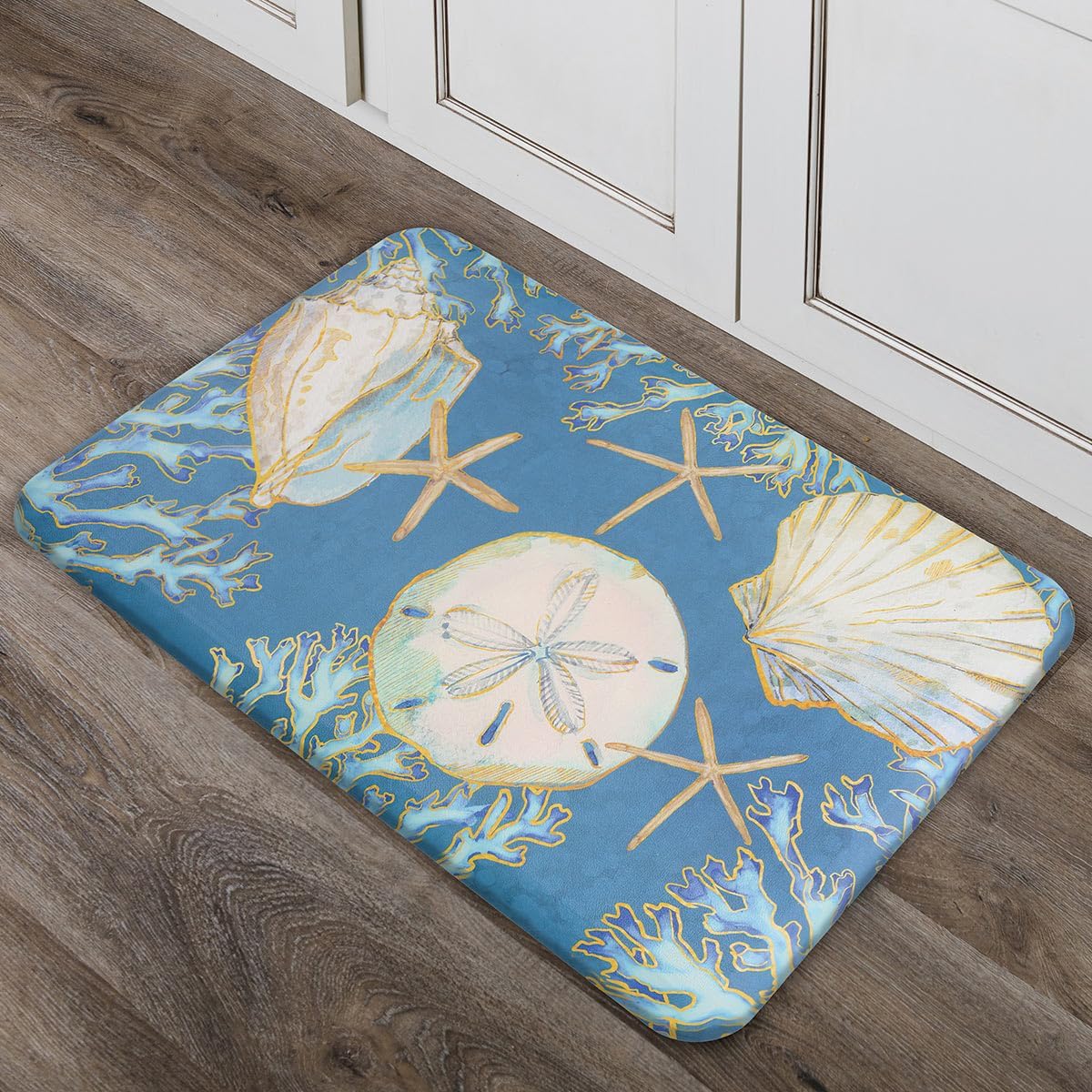 BLACK FOREST DECOR Tidepool Shells Anti-Fatigue Kitchen Mat, 30" W x 20" L