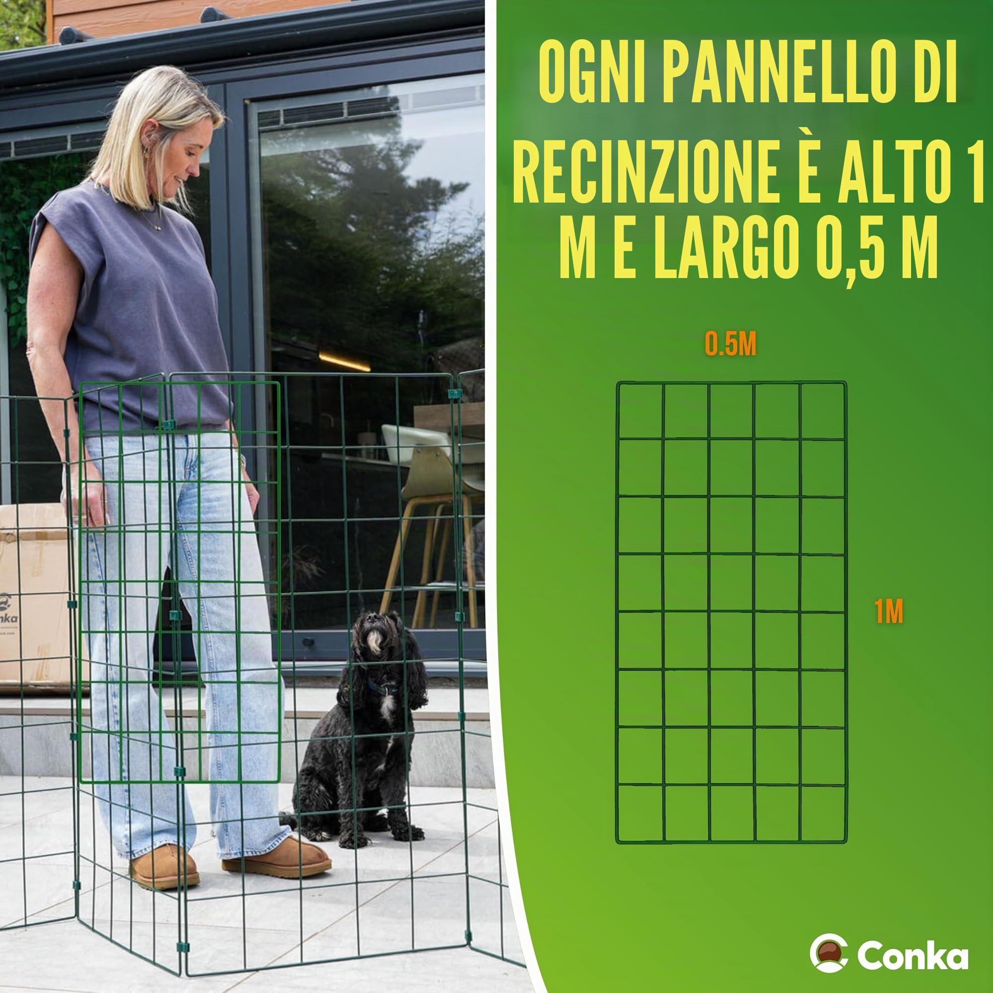 Recinzione flessibile per cani da 4,5 m Flexipanel, portatile, flessibile e pieghevole, per interni o esterni, cancello, barriera