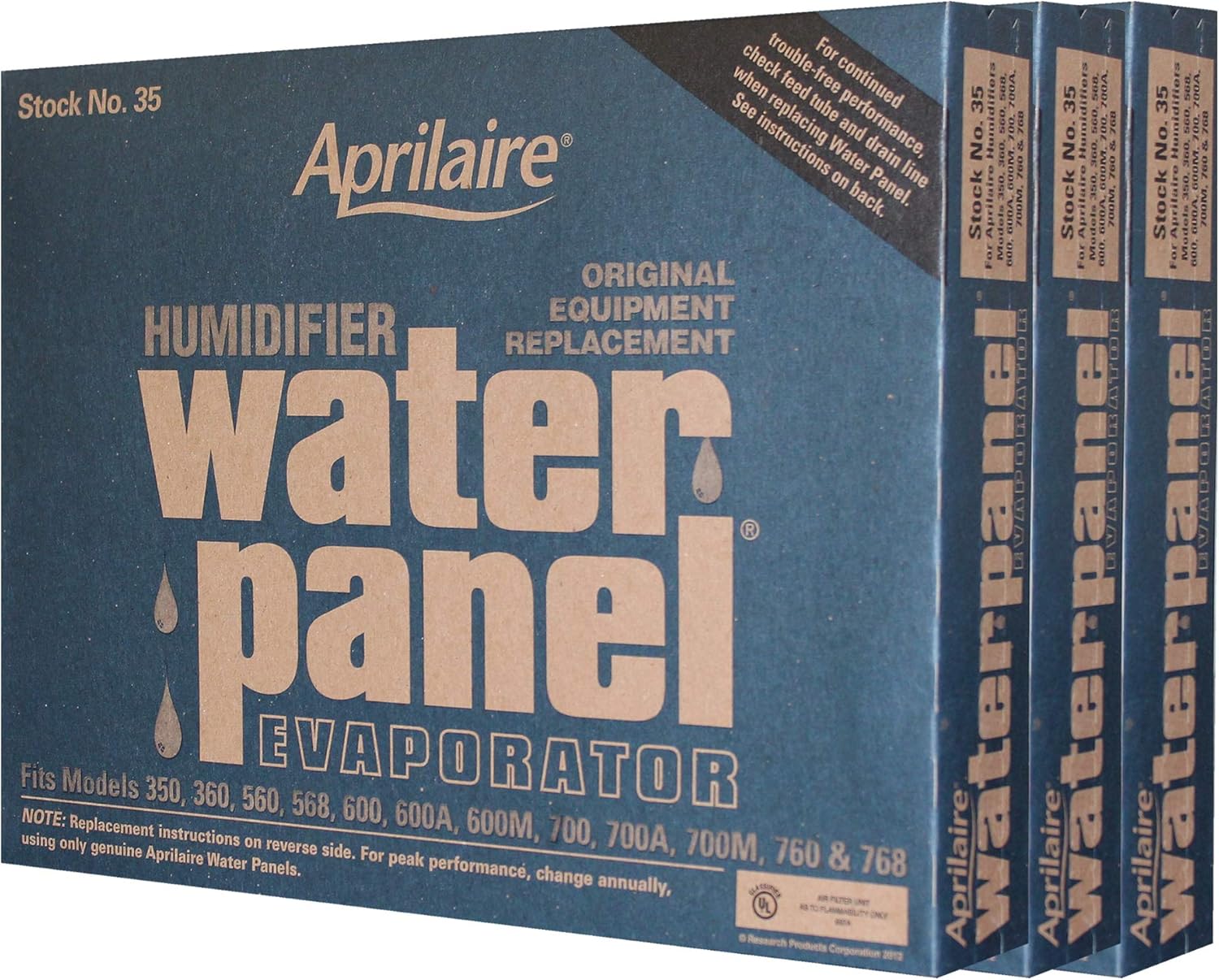 Aprilaire # 35 Original Replacement HUMIDIFIER Water Panel Evaporator. Pack of 3 Pads