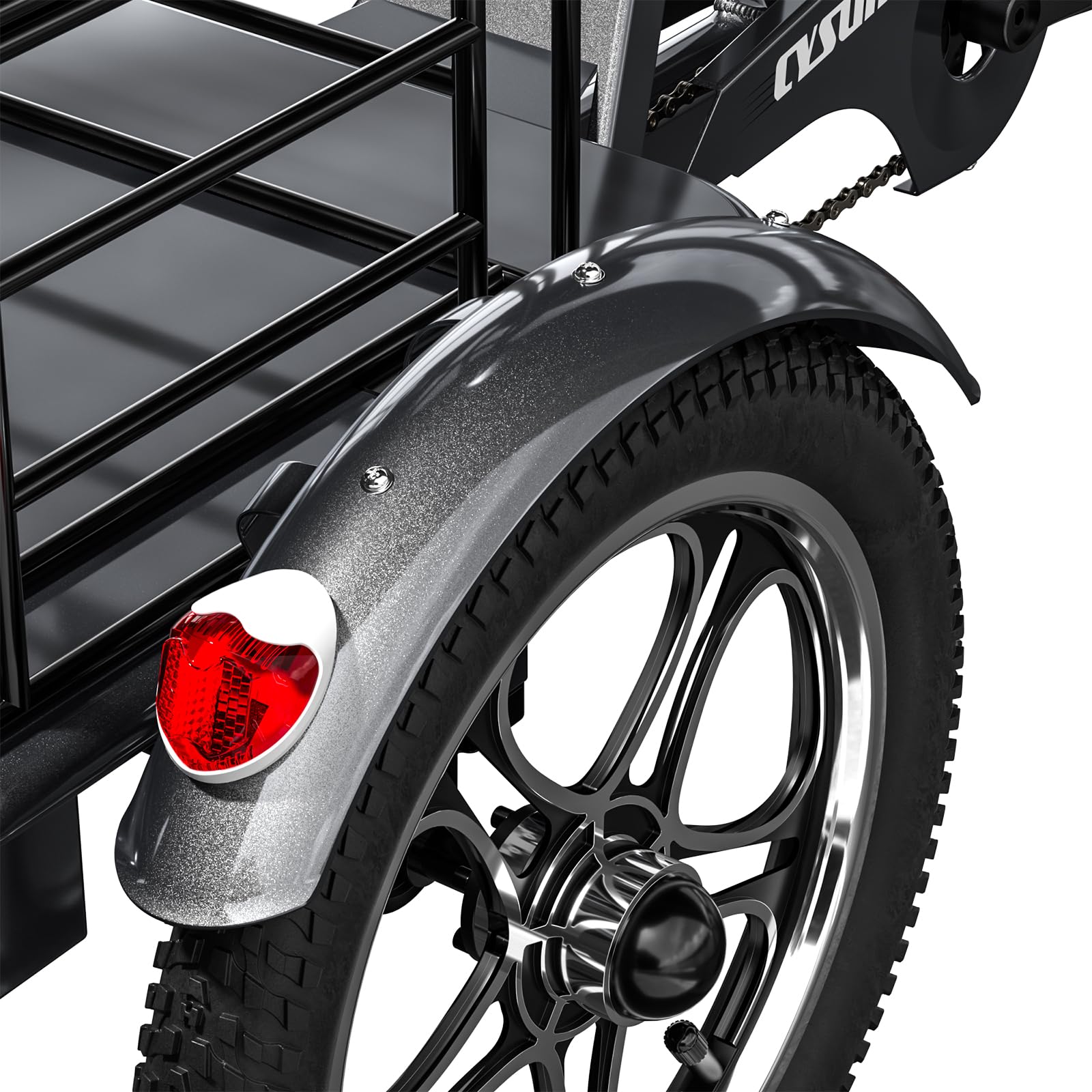 Triciclo Eléctrico para Carga, Vehículo Eléctrico Tres Ruedas, 16 * 2,3" Bicicleta Eléctrica Tres Ruedas, Cargo Electric Tricycle Li-Batería 48V 22Ah, 1056Wh Autonomía120-150km