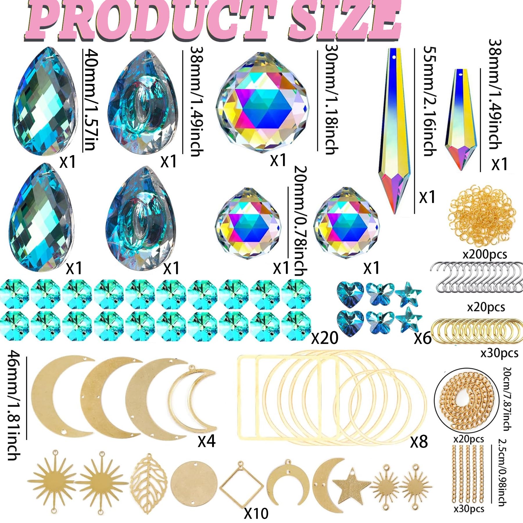 VEEKAY 355 Pieces Sun Catcher Crystal Craft Set, DIY Sun Catcher Window Decoration, Suncatcher Wind Chime Crafts - Image 2