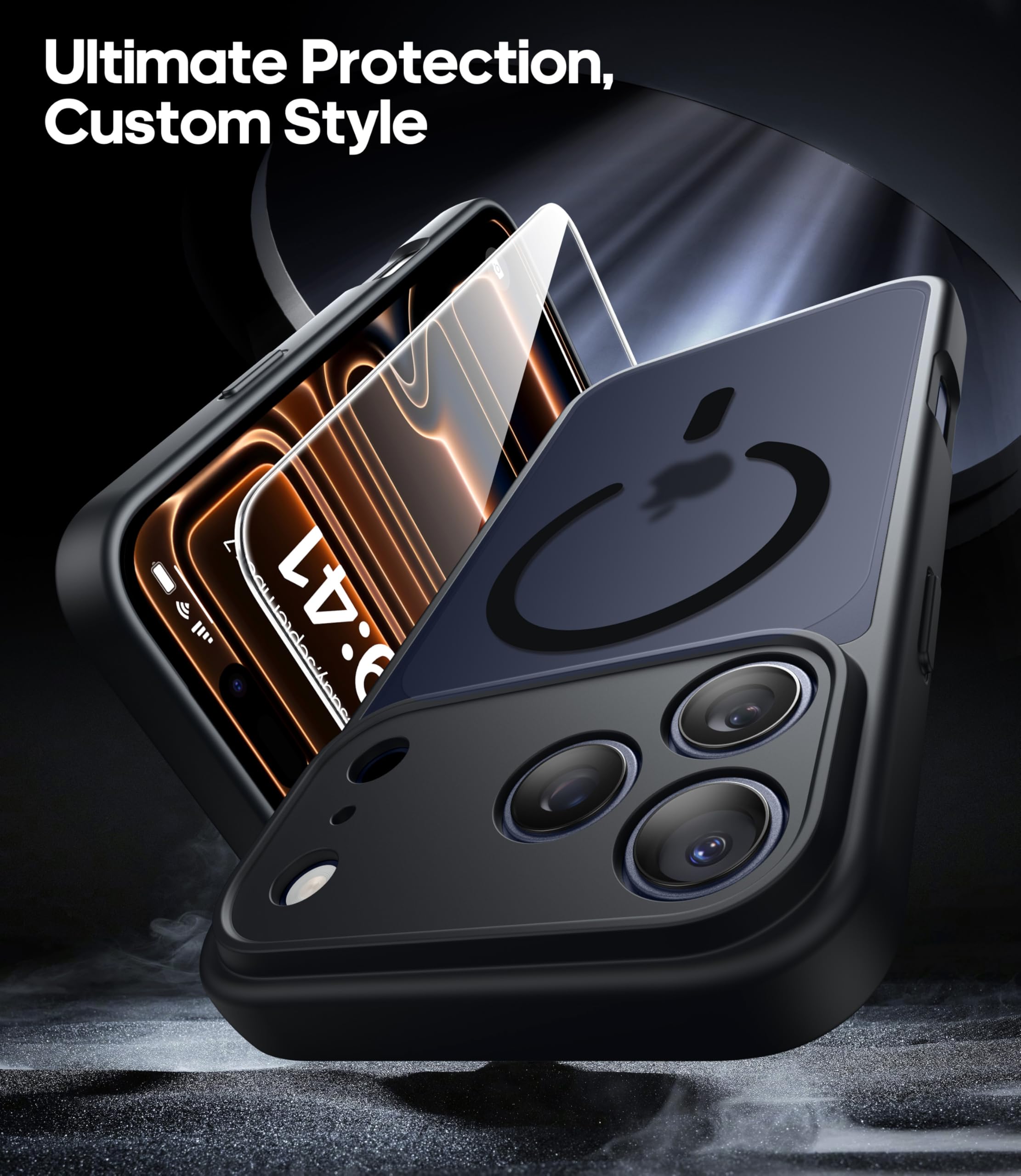 FLLAO Magnetica Cover per iPhone 17 Pro Max e 2 Pellicole in Vetro Temperato, Custodia iPhone 17 Pro Max Compatibile con Magsafe, Traslucida Opaca Sottile Antiurto Protettiva Case, Nero