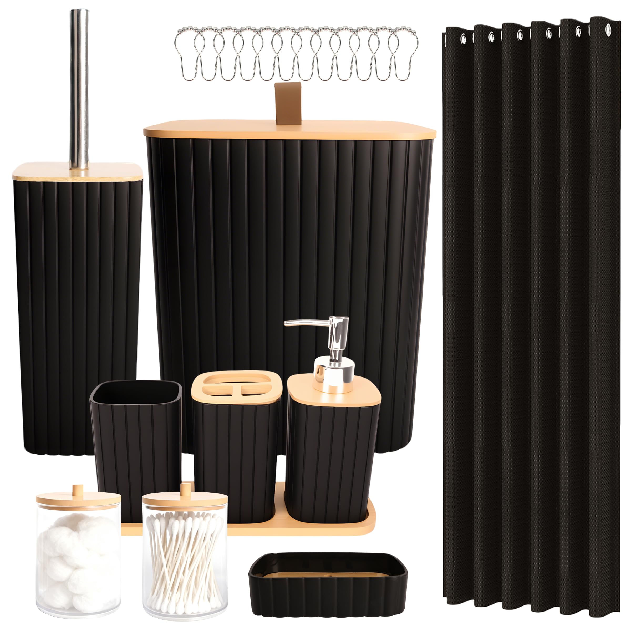 22Pcs Bathroom Accessories Sets Complete,Toilet Sets for Bathroom Black